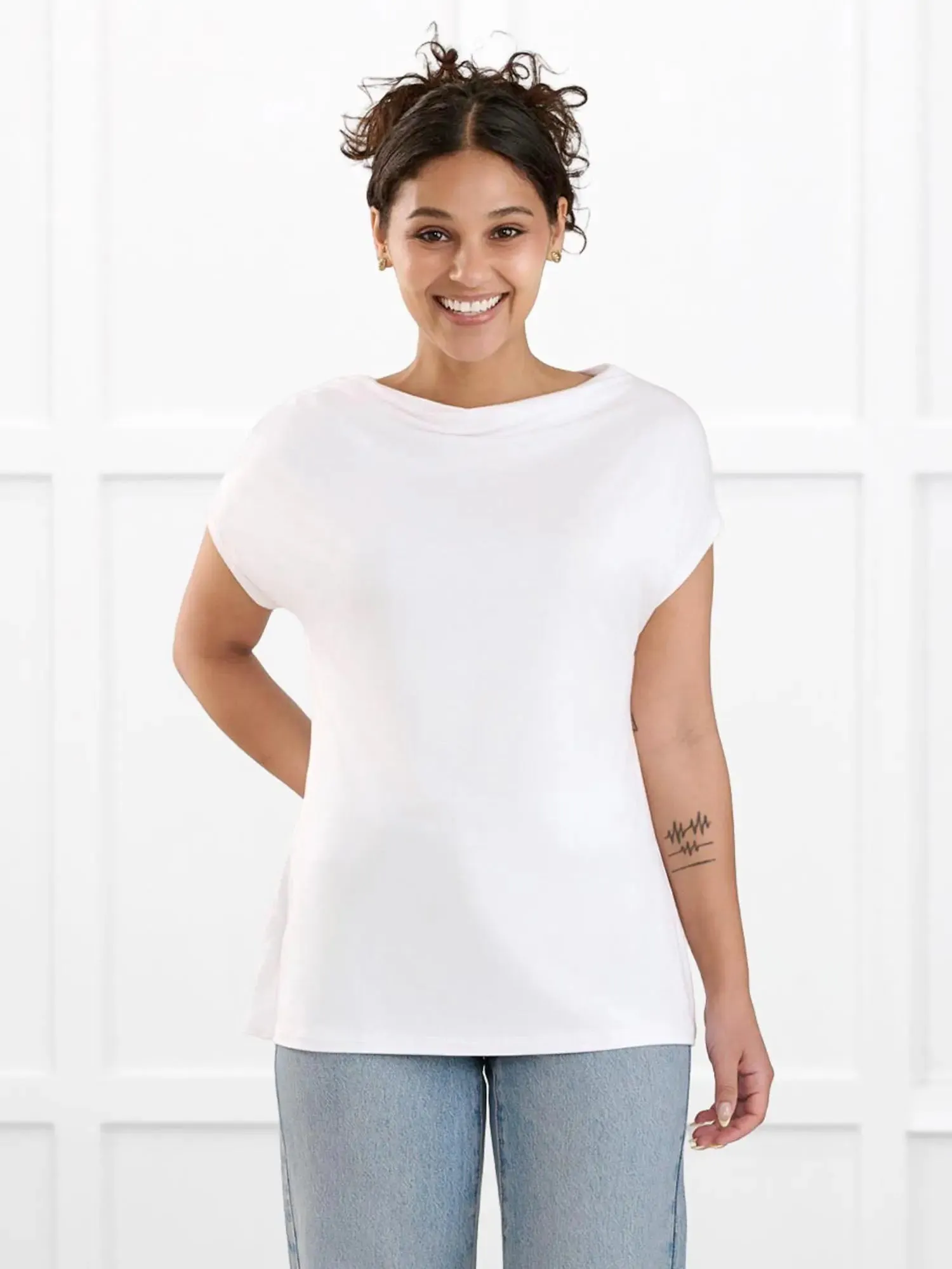 Yuna draped reversible neckline top sold by Miik product image thumbnail 2