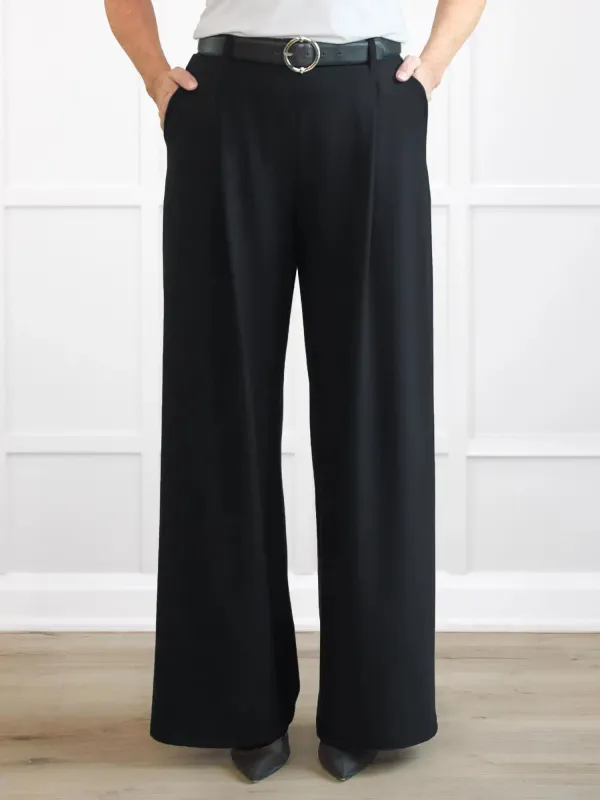 Lara high waisted wide leg pleated pant | PETITE made by Miik