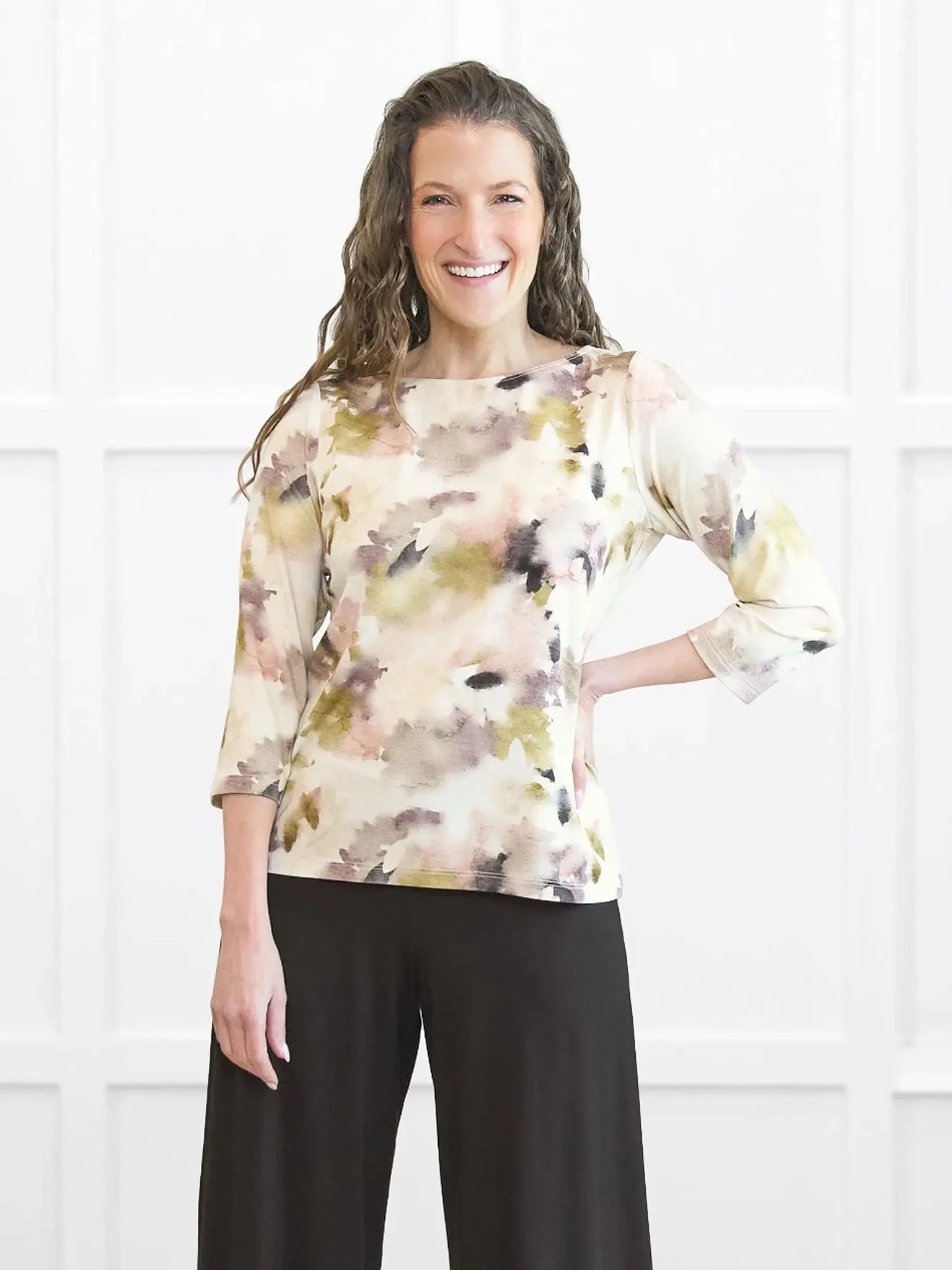 Mahala boatneck 3/4 sleeve top | PETITE sold by Miik