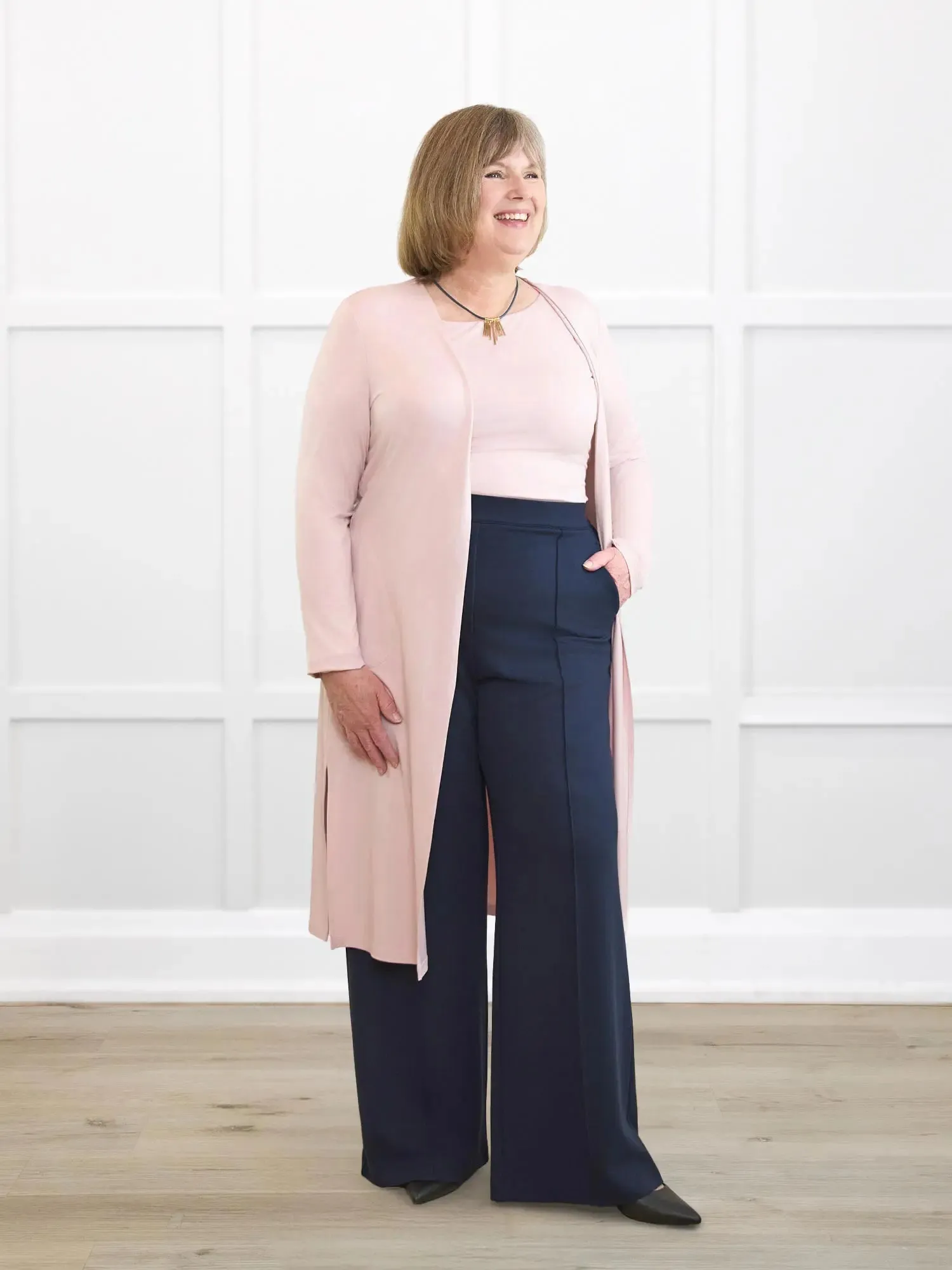 Maxine wide leg pintuck ponte pant | PETITE sold by Miik product image thumbnail 4