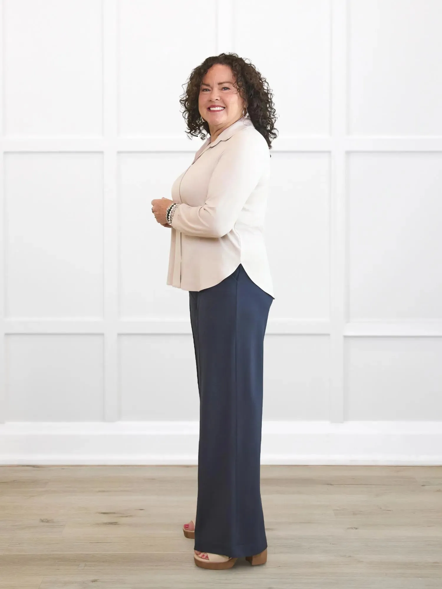Maxine wide leg pintuck ponte pant | PETITE sold by Miik product image thumbnail 5
