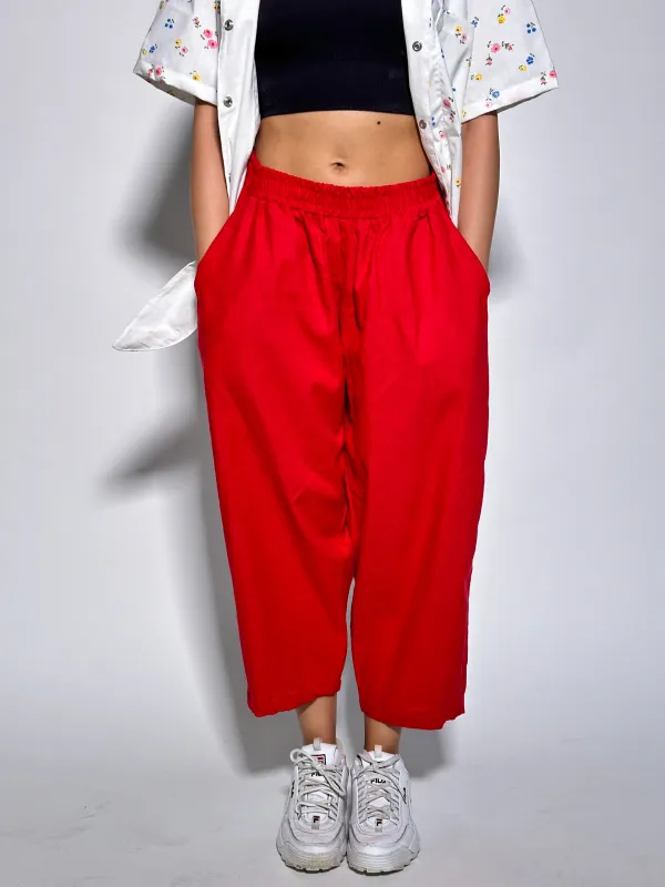 Red Linen Relief Pant sold by Oge Ajibe
