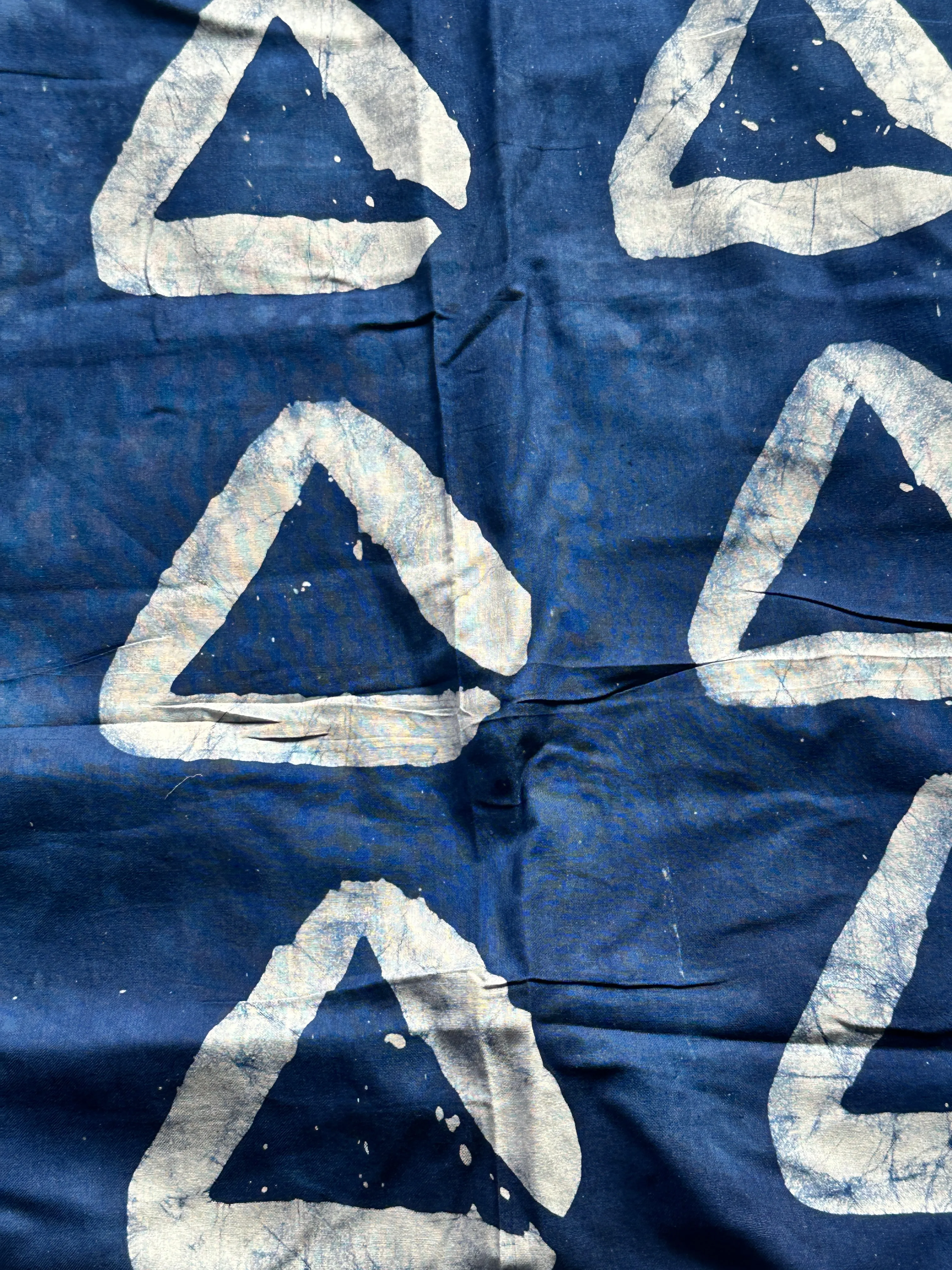 Blue Triangle Adire Fabric sold by Oge Ajibe