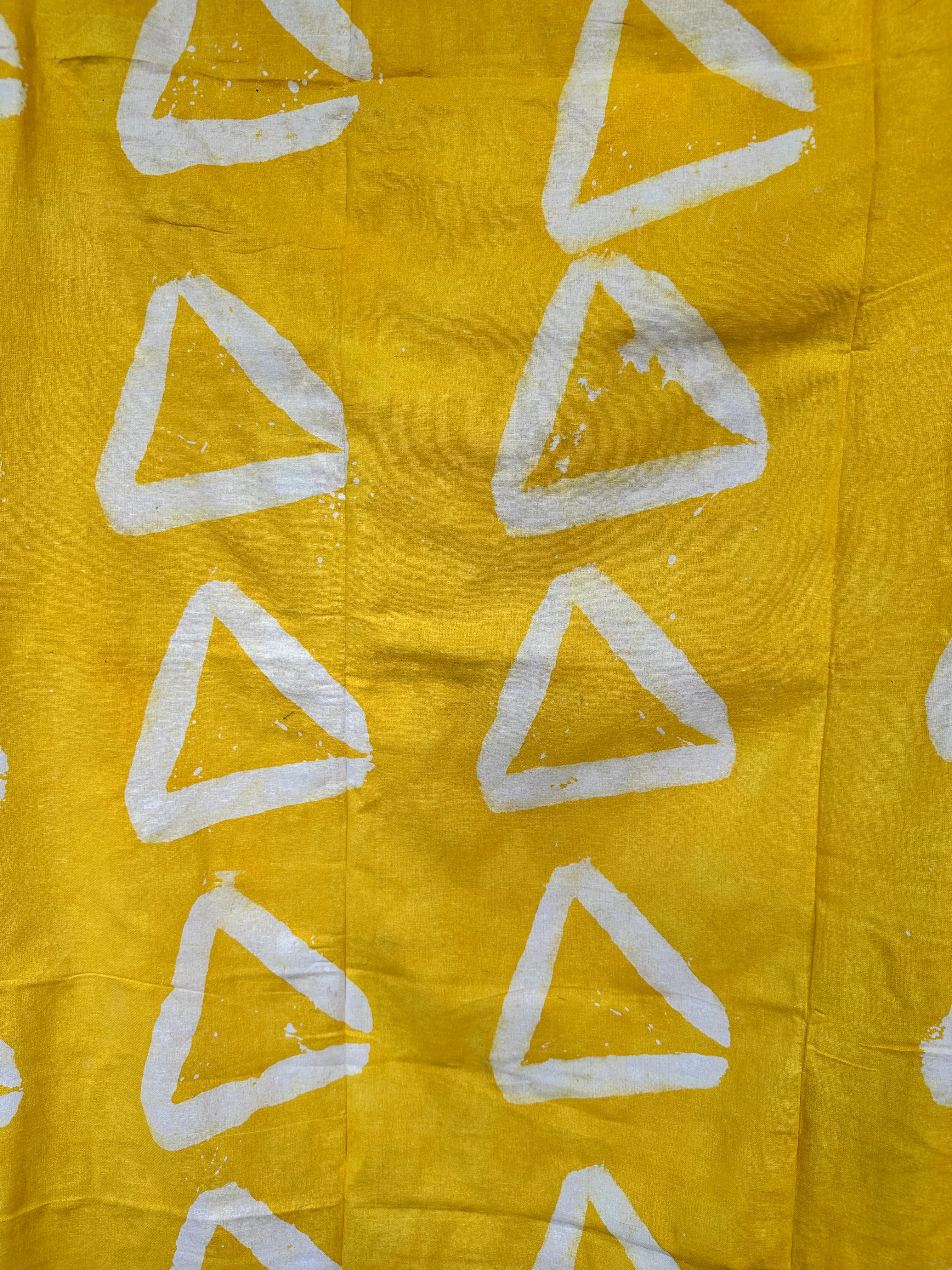 Yellow Triangle Adire Fabric sold by Oge Ajibe