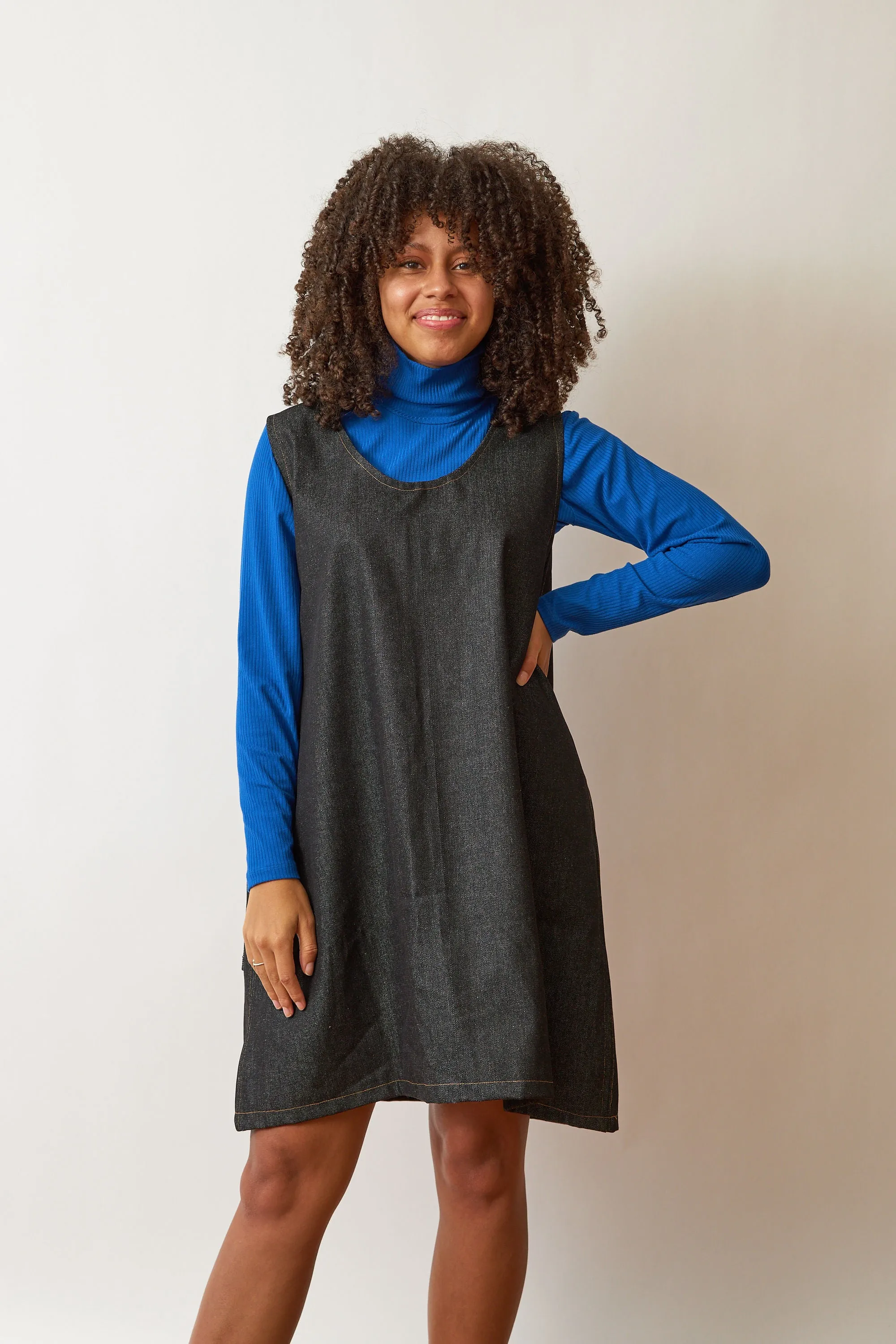 Blue Denim Reversible Pinafore Dress sold by Oge Ajibe product image thumbnail 3