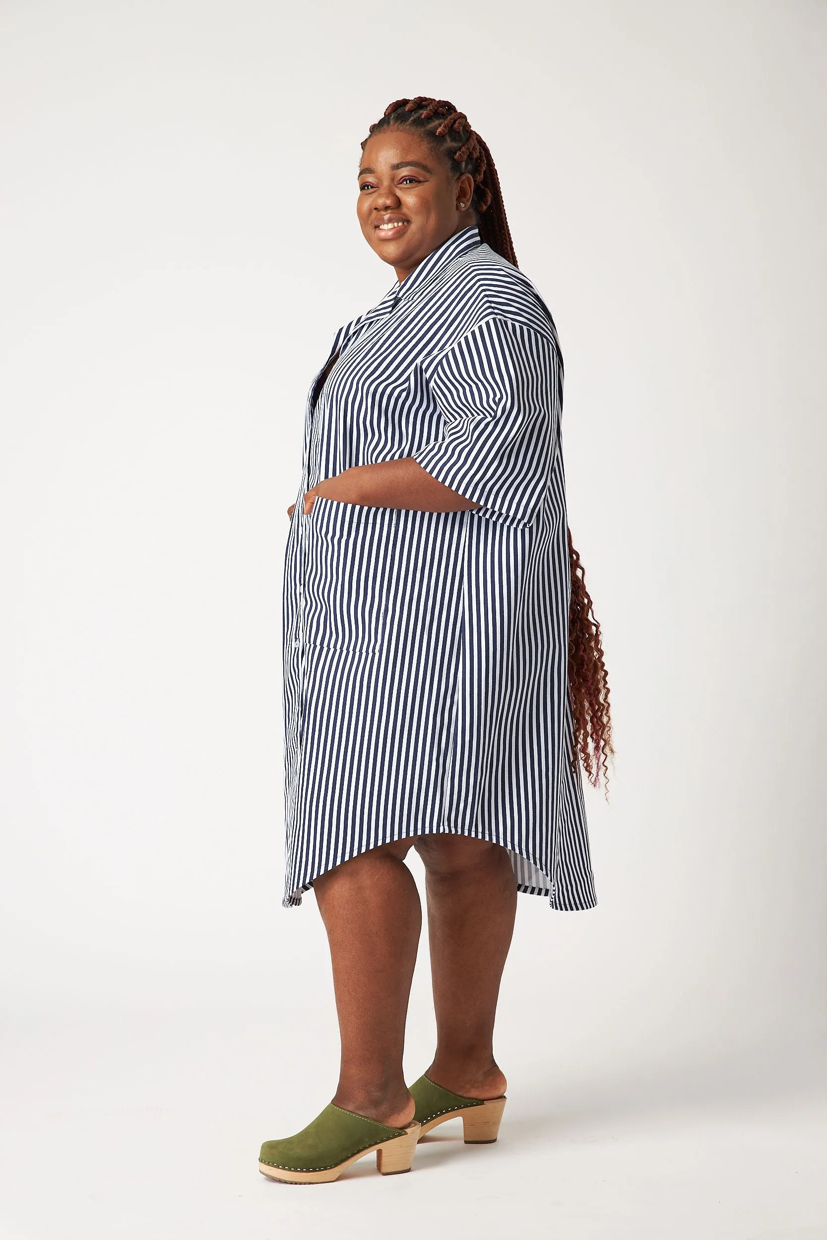 Strip Oversized Denim Dress sold by Oge Ajibe product image thumbnail 5