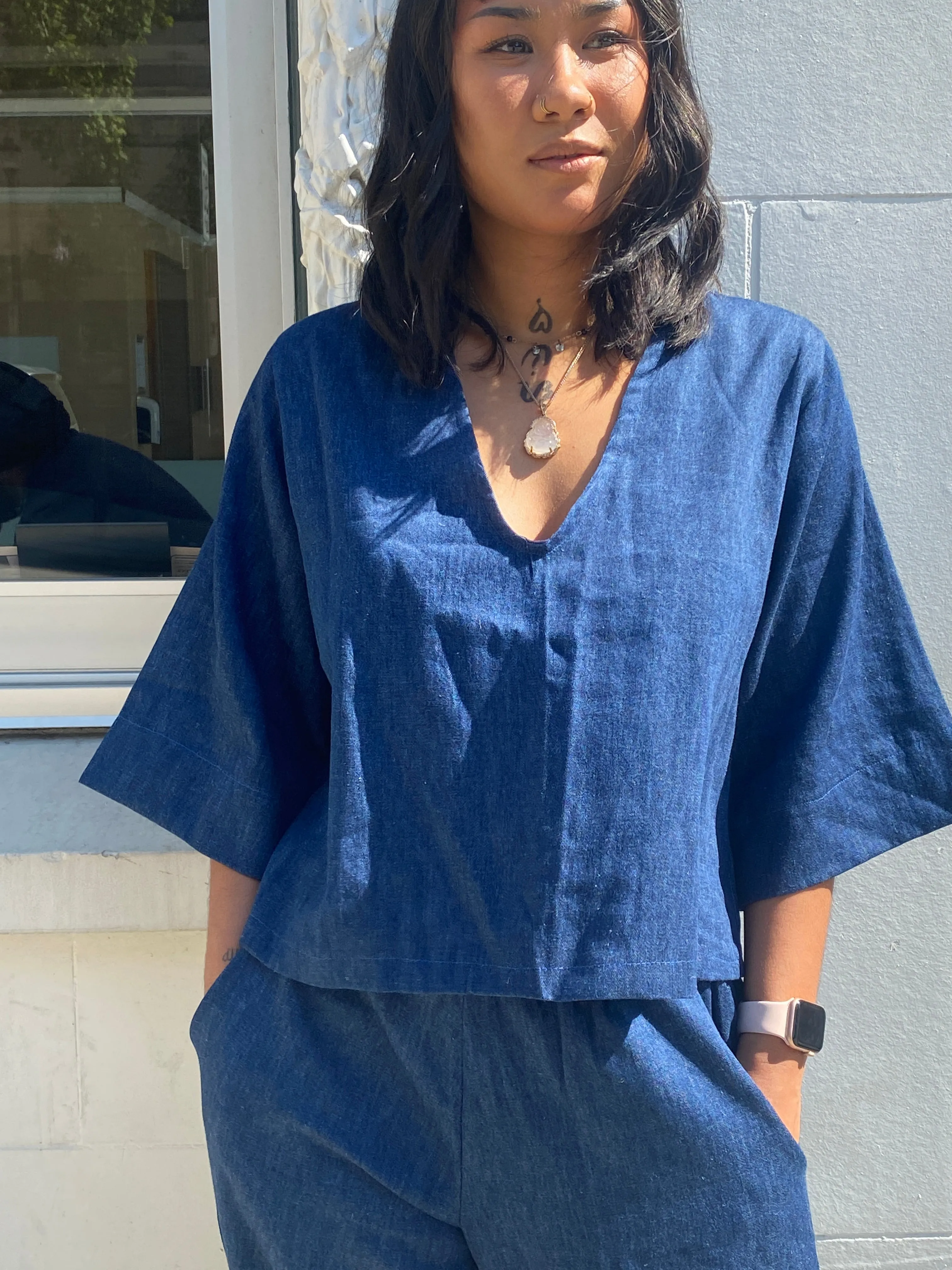 Blue Denim Care Top per order sold by Oge Ajibe
