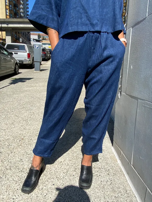 Blue Denim Relief Pant sold by Oge Ajibe