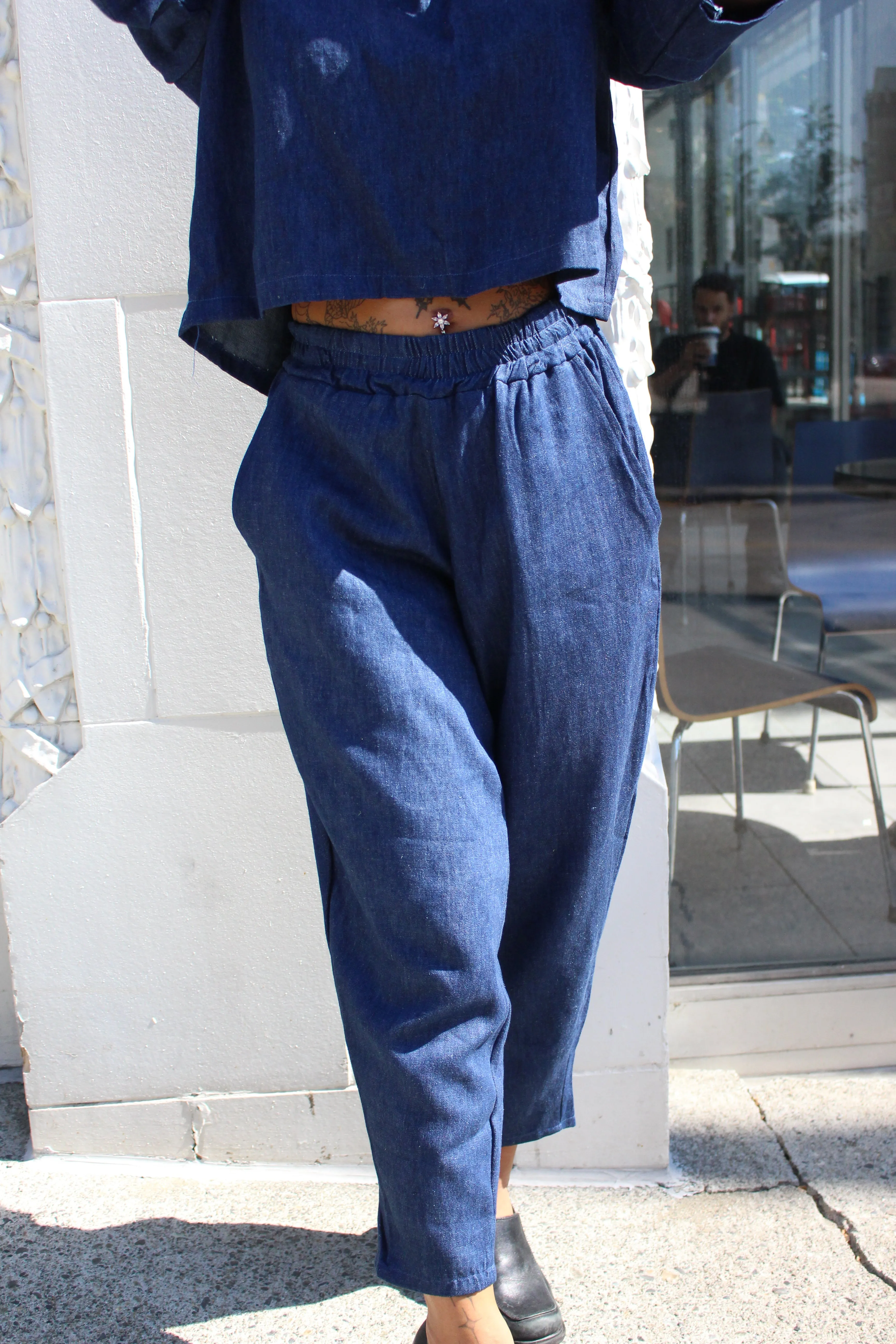 Blue Denim Relief Pant sold by Oge Ajibe product image thumbnail 5