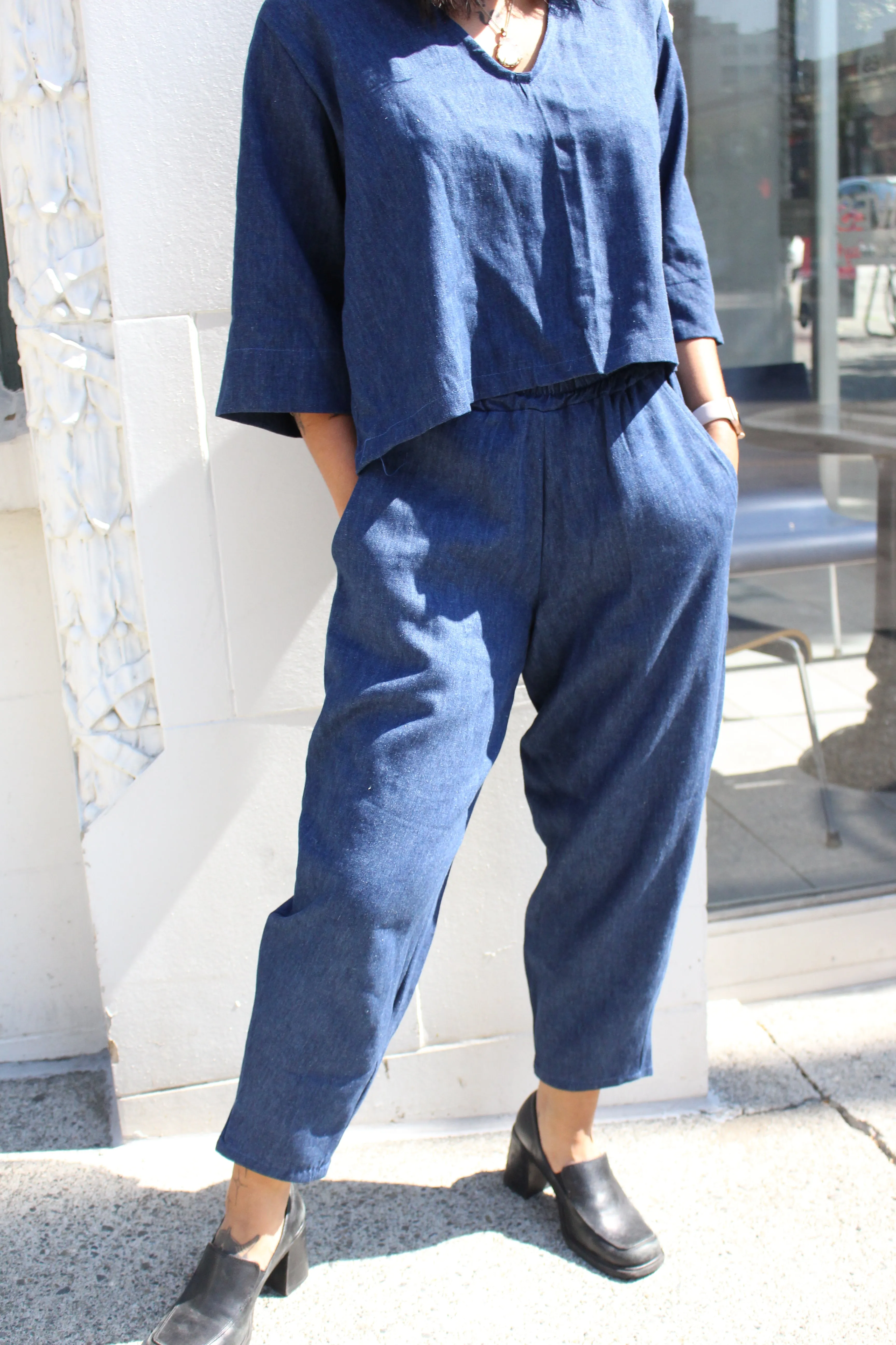 Blue Denim Relief Pant sold by Oge Ajibe product image thumbnail 2