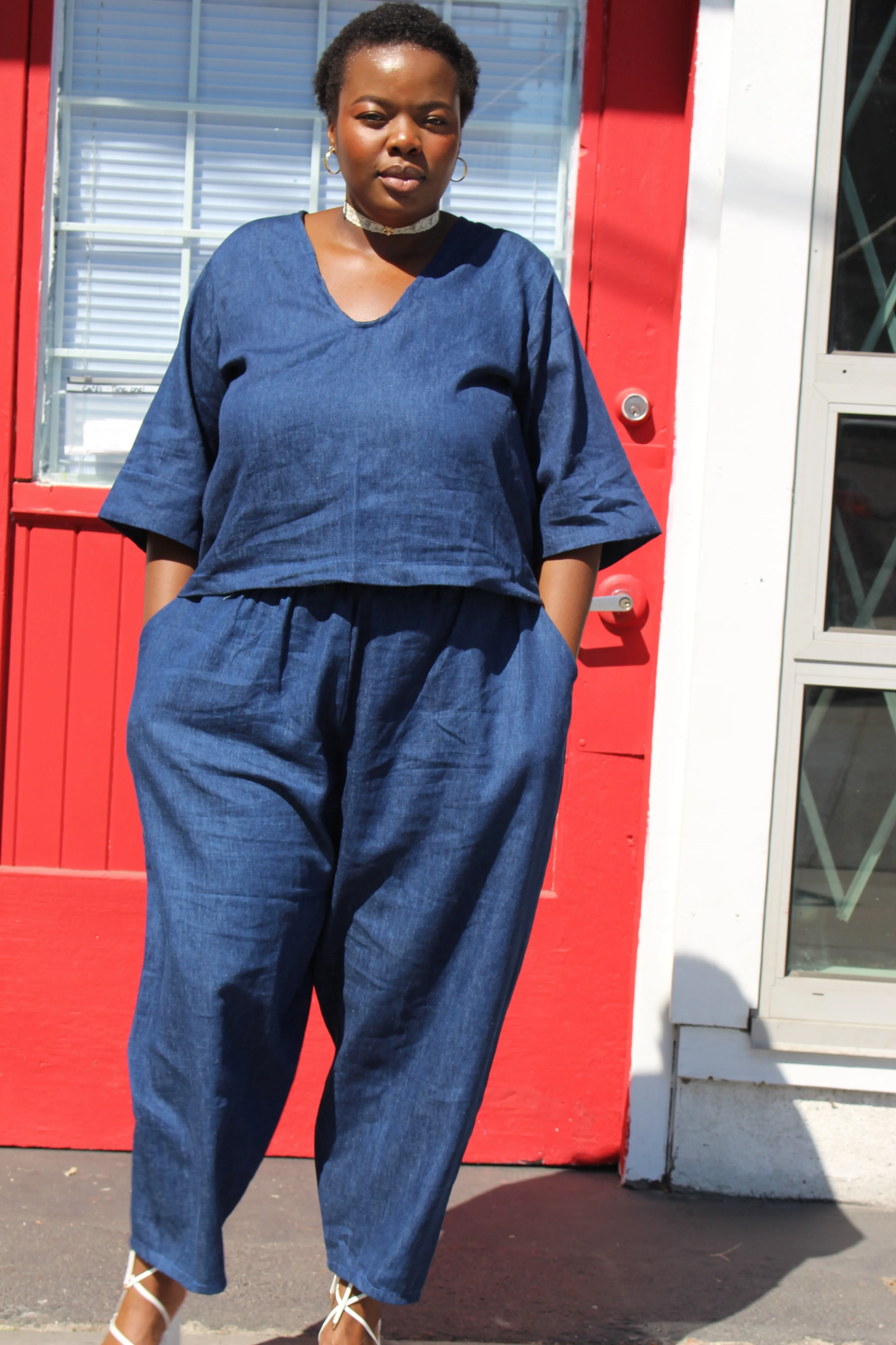 Blue Denim Relief Pant sold by Oge Ajibe product image thumbnail 3