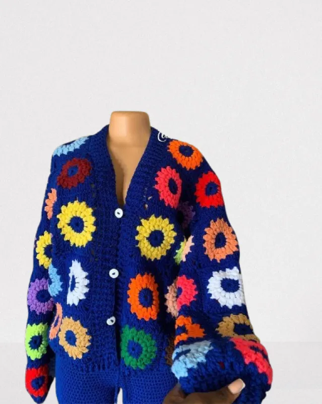 Blue Patch Crochet Cardigan (Pre-order) sold by Oge Ajibe