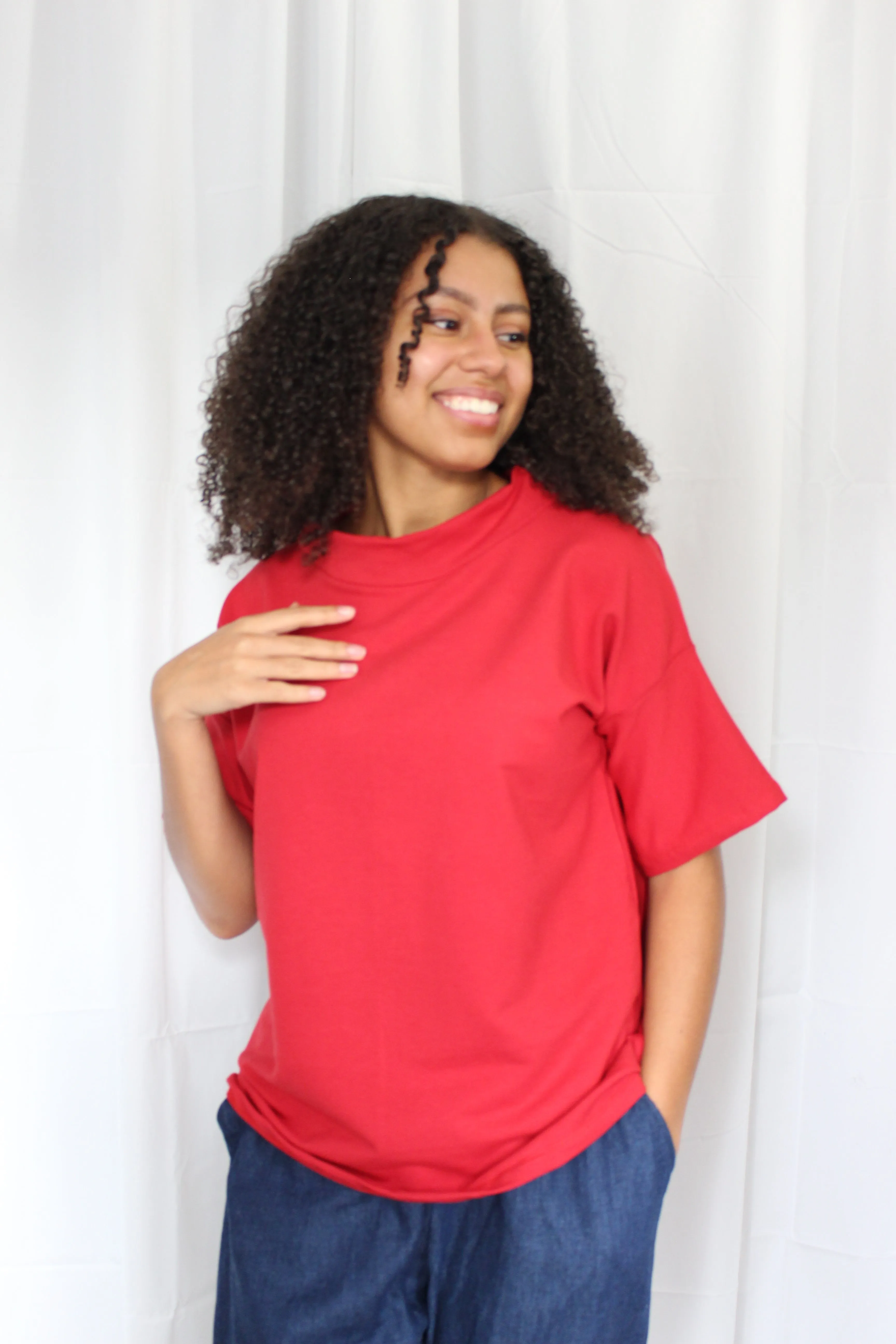 Red Soft Comfort Lounge Top sold by Oge Ajibe