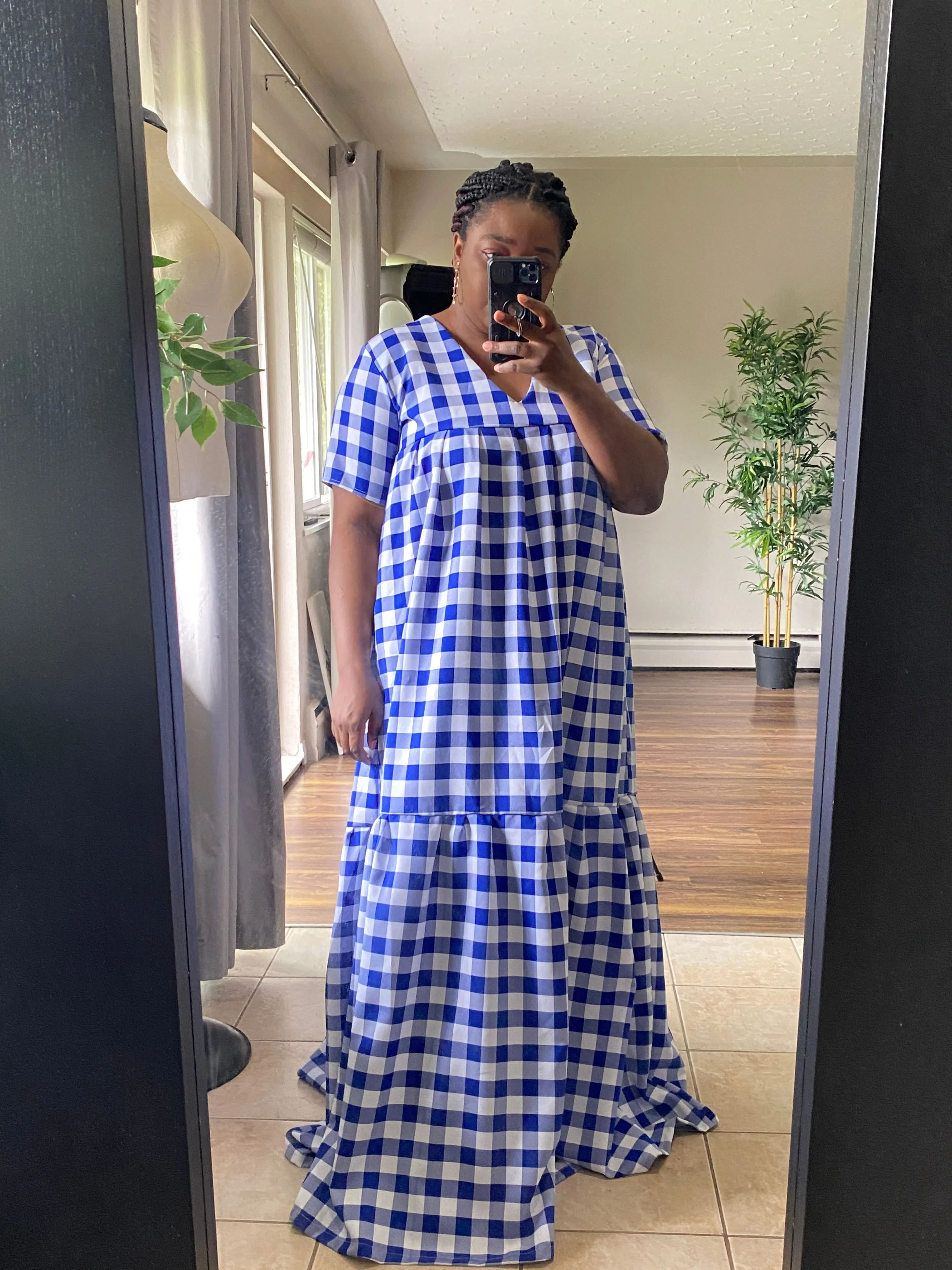 Blue Maxi Breezy Dress (L) sold by Oge Ajibe