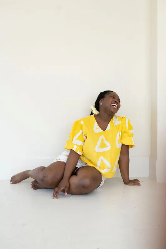 Yellow Triangle Care Top made by Oge Ajibe