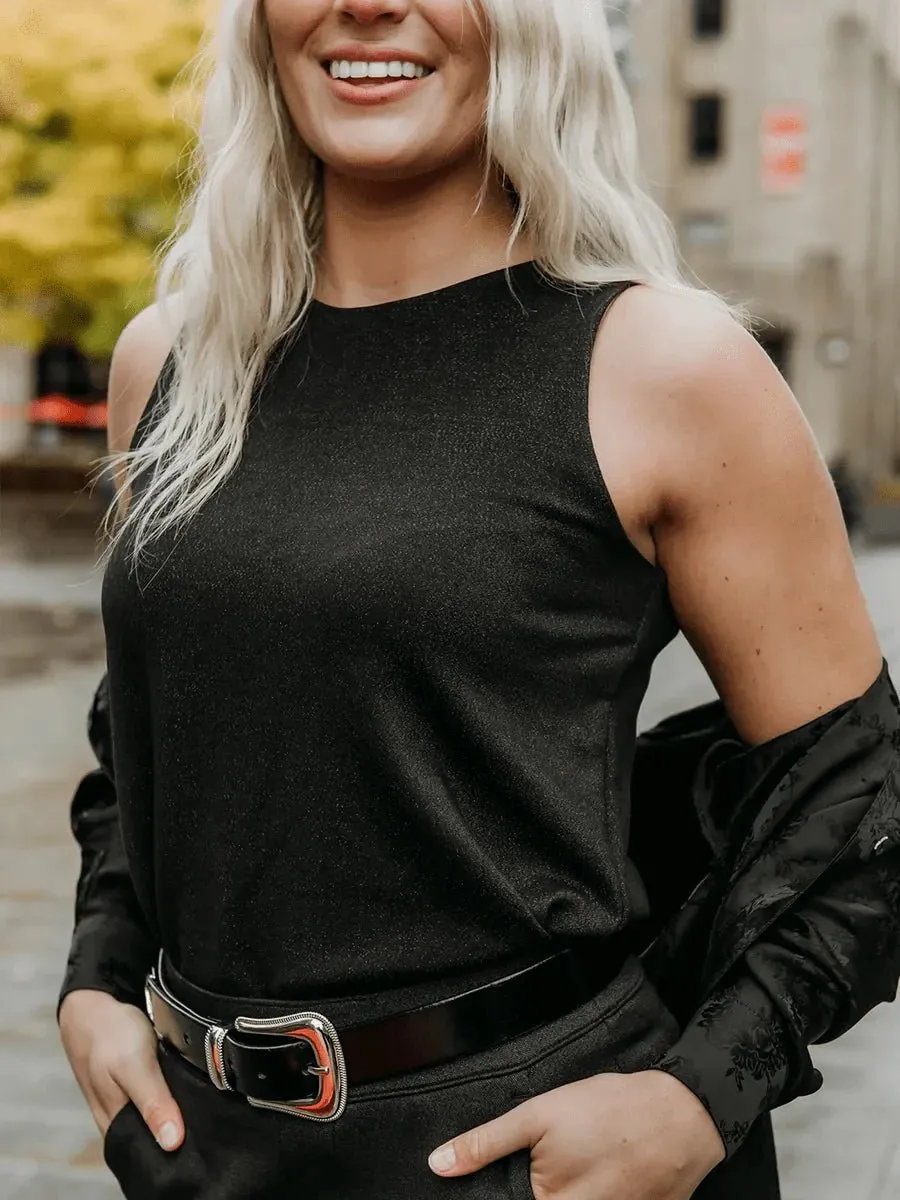 Camisole Habillée en Ponte Métallique - Noir sold by Oraki