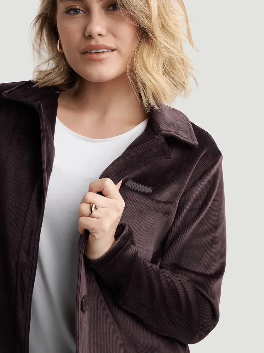 Surchemise Longue en Velours Côtelé - Prune au Chocolat sold by Oraki