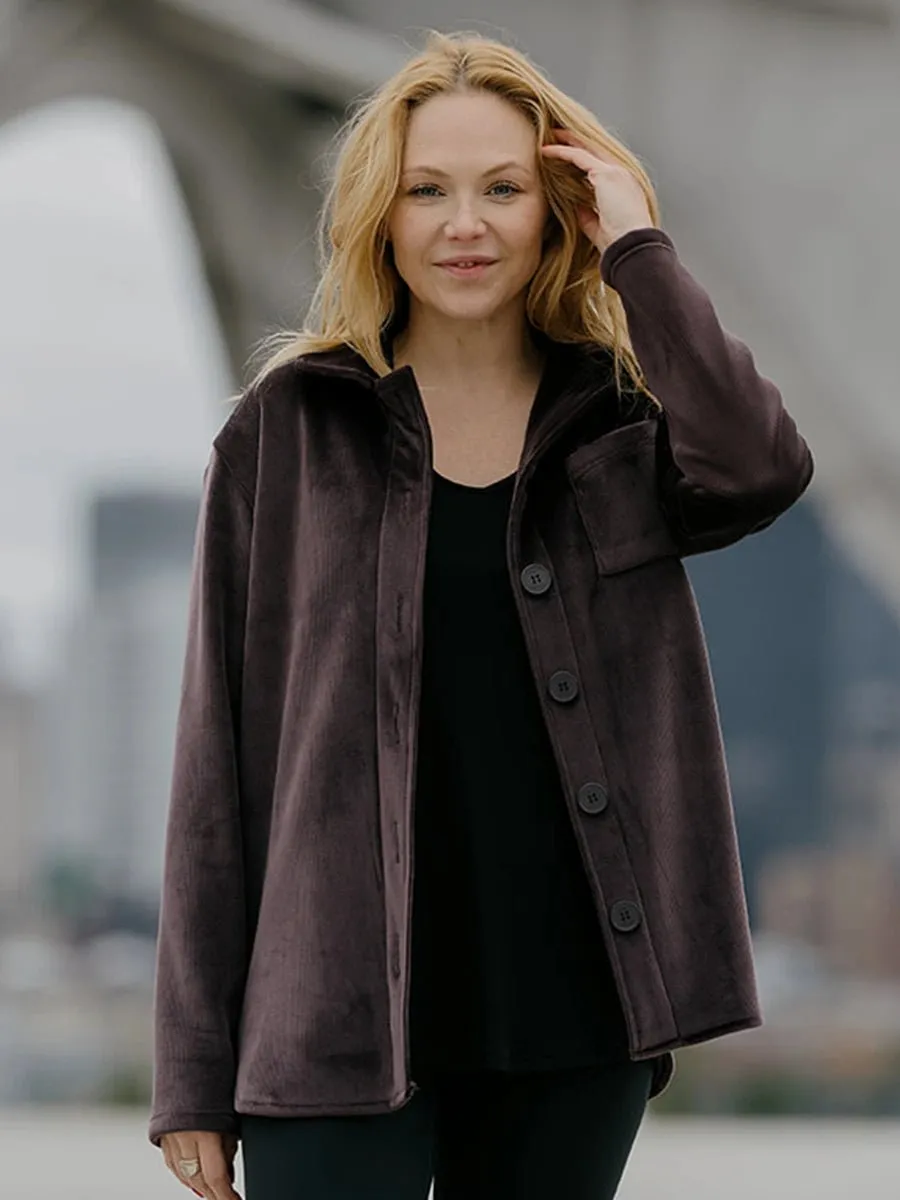 Surchemise Longue en Velours Côtelé - Prune au Chocolat sold by Oraki product image thumbnail 2