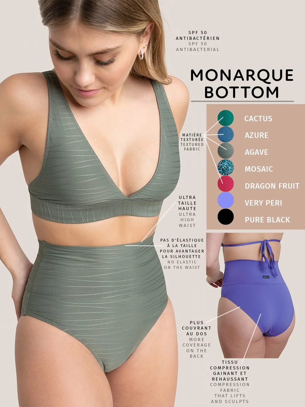 Bas de Bikini Taille Haute Monarque - Mosaic sold by Oraki product image thumbnail 5