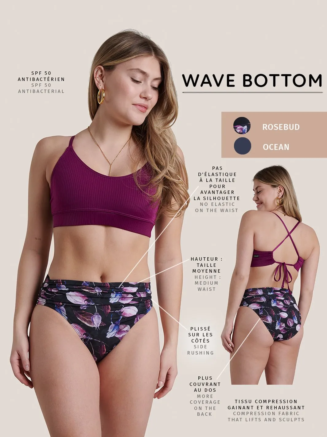Bas de Bikini Plissée Wave - Rosebud sold by Oraki product image thumbnail 3