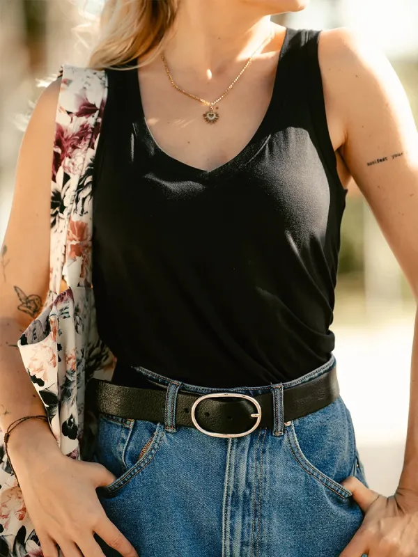 Camisole Ample Col V Ecovero™ - Noir sold by Oraki