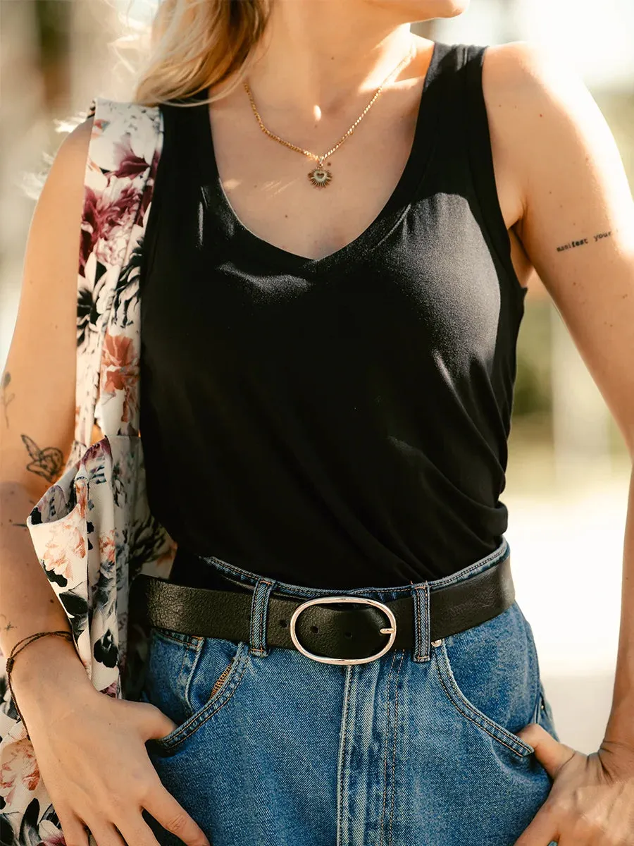 Camisole Ample Col V Ecovero™ - Noir sold by Oraki