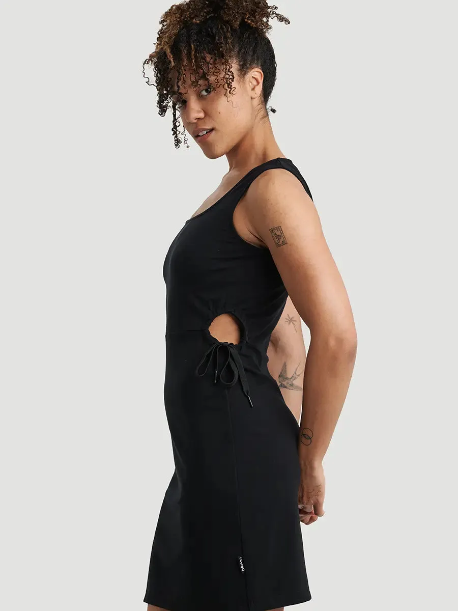 Robe Ajustée Sans Manches avec Découpes Latérales Ponte Finesse - Noir sold by Oraki