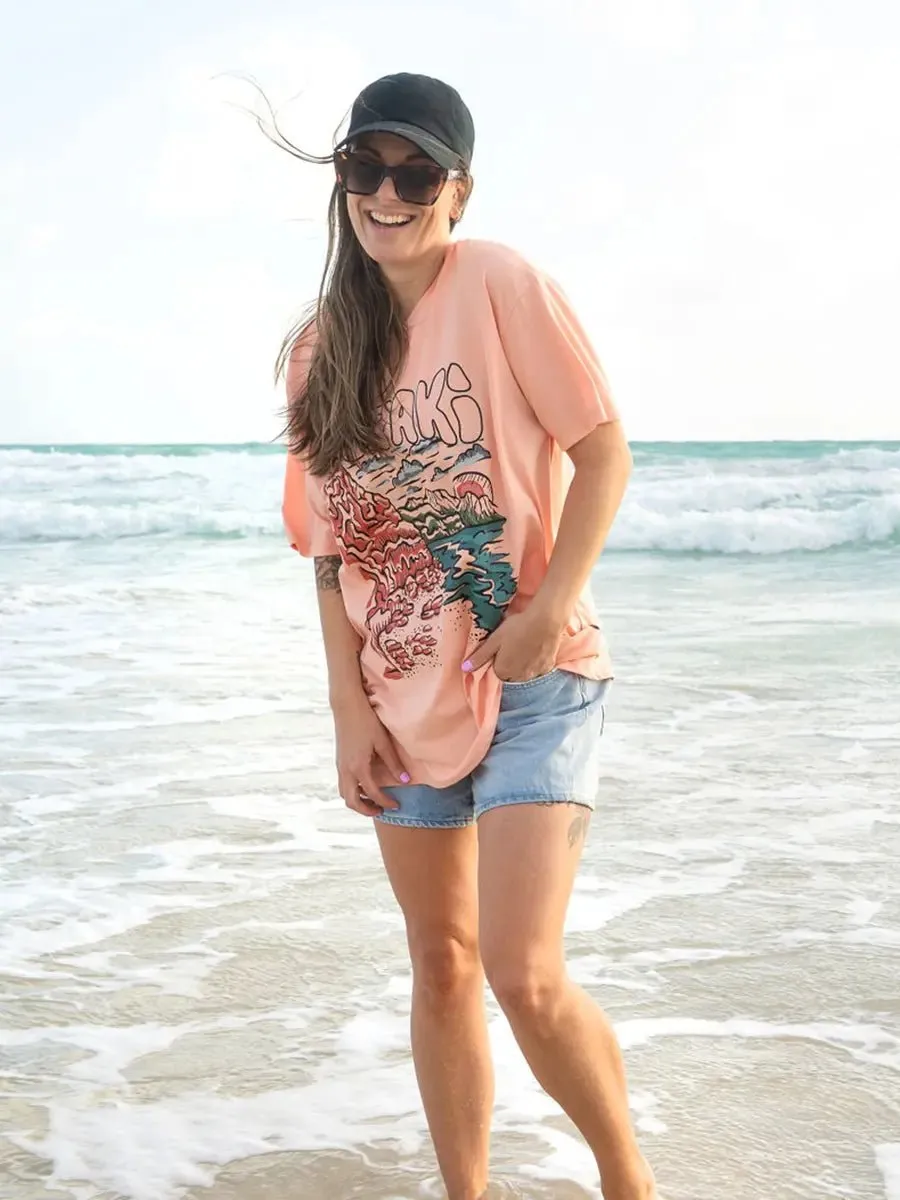 T-Shirt Ample Imprimé Jersey Fluide - Sunset Groove sold by Oraki product image thumbnail 3