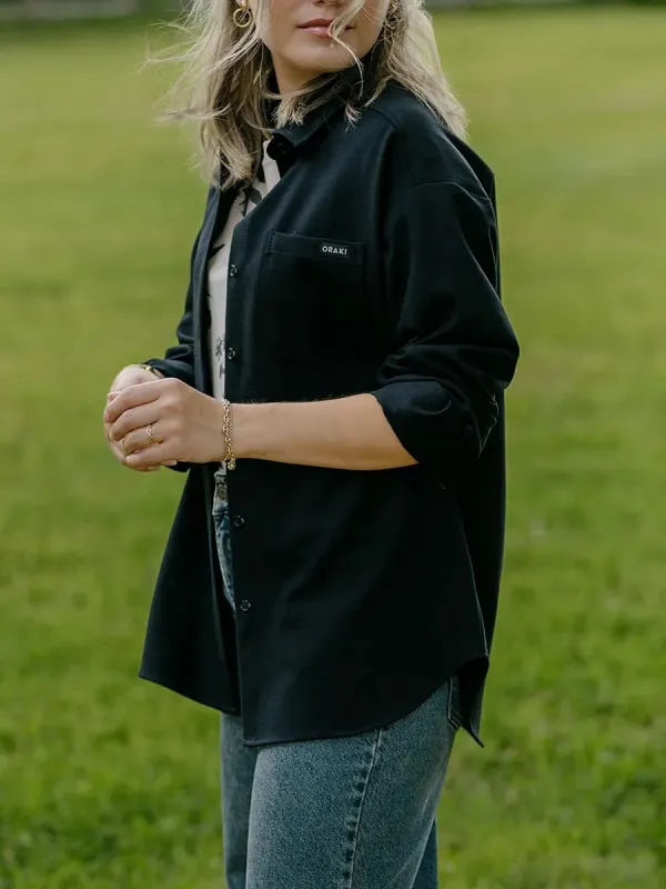 Chemise longue flowy très ample - Noir sold by Oraki