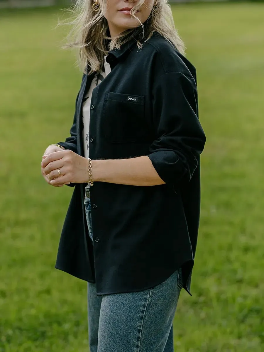 Chemise longue flowy très ample - Noir sold by Oraki