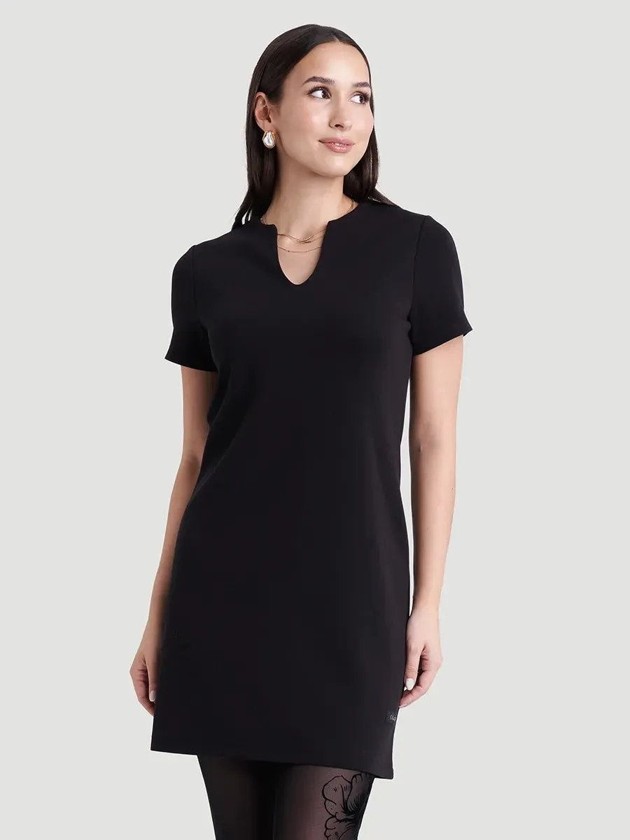 Robe t-shirt habillée col fendu - Noir sold by Oraki