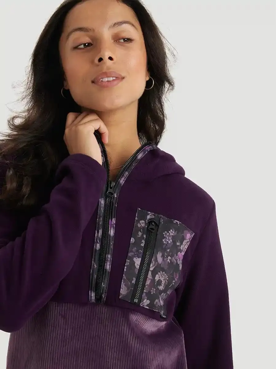 Chandail demi-zip polaire côtelé à capuchon Chalet - Açaí sold by Oraki product image thumbnail 3