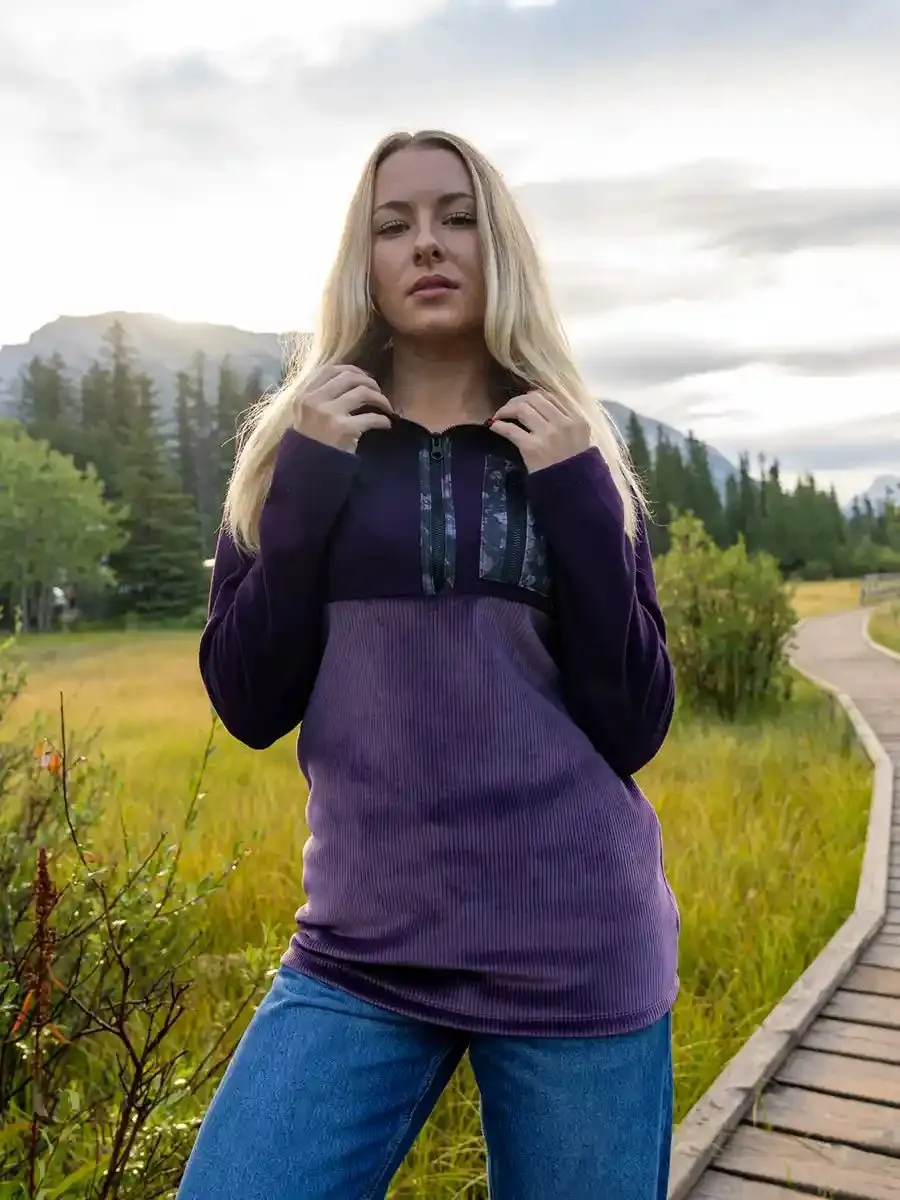 Chandail demi-zip polaire côtelé à capuchon Chalet - Açaí sold by Oraki product image thumbnail 4
