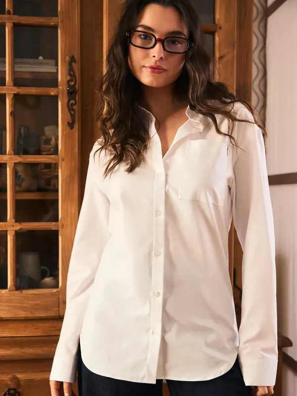 Chemise droite avec poche appliquée - Blanc made by Oraki