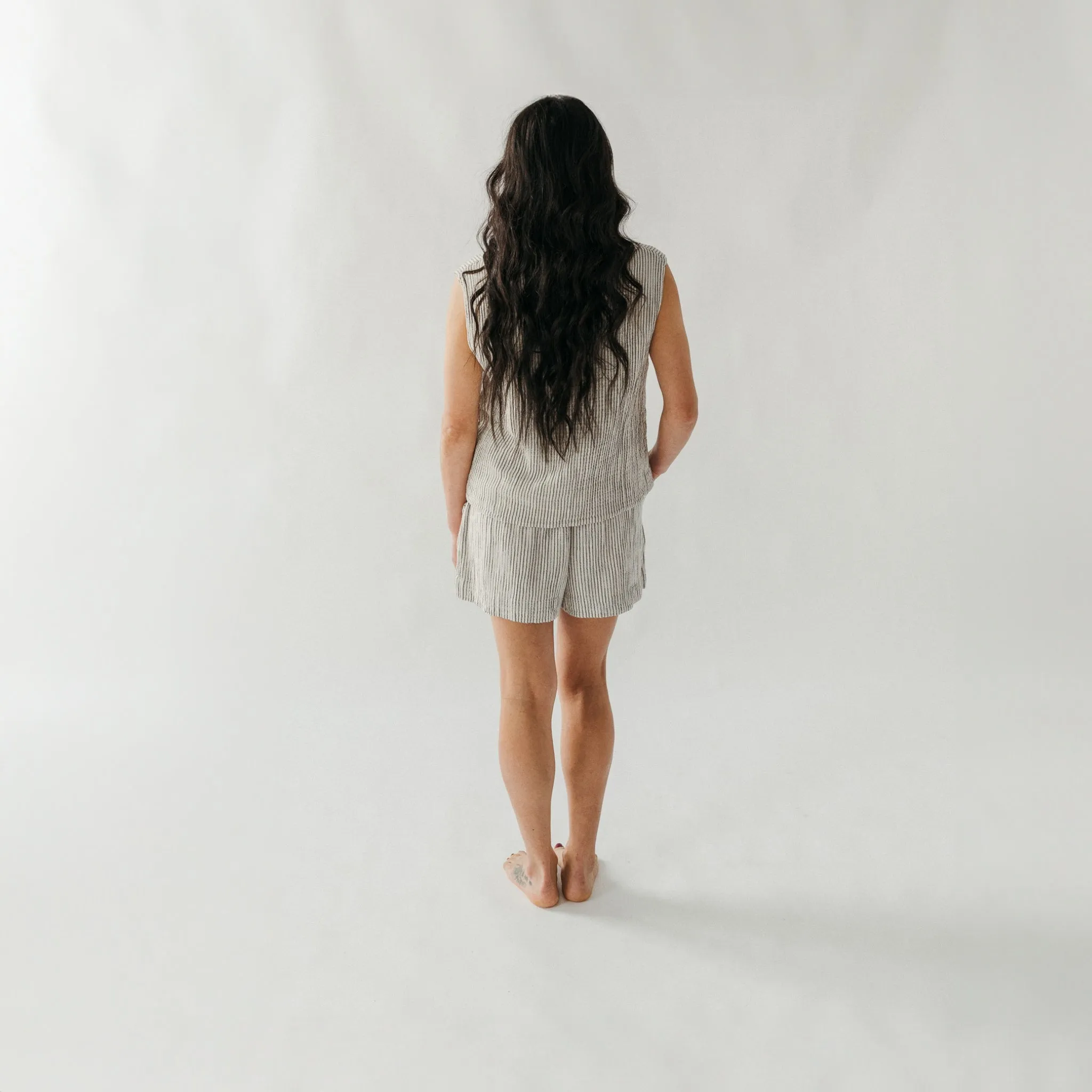 Striped Crinkle Cotton Waistcoat sold by POKOLOKO product image thumbnail 5