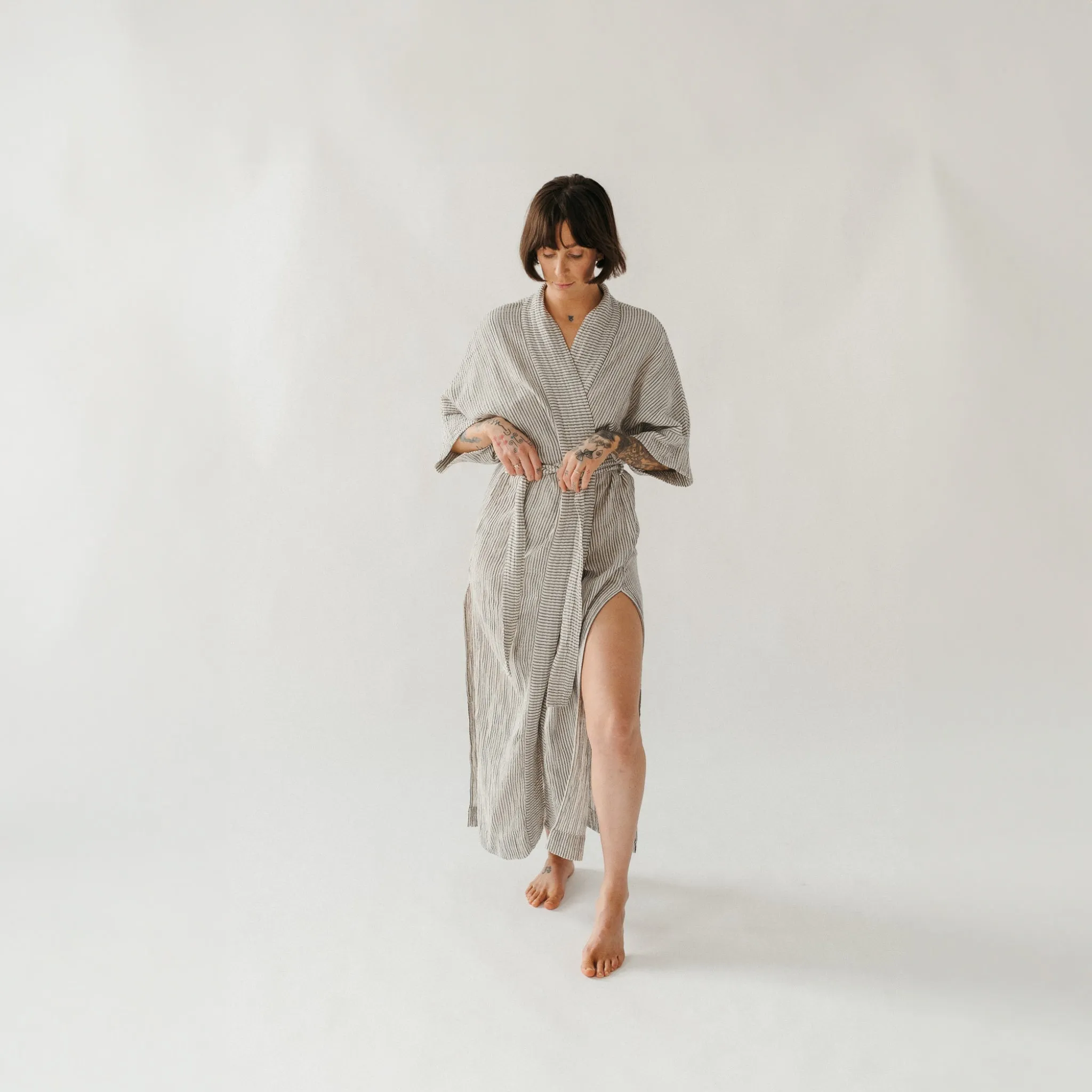 Striped Crinkle Cotton Robe sold by POKOLOKO product image thumbnail 4