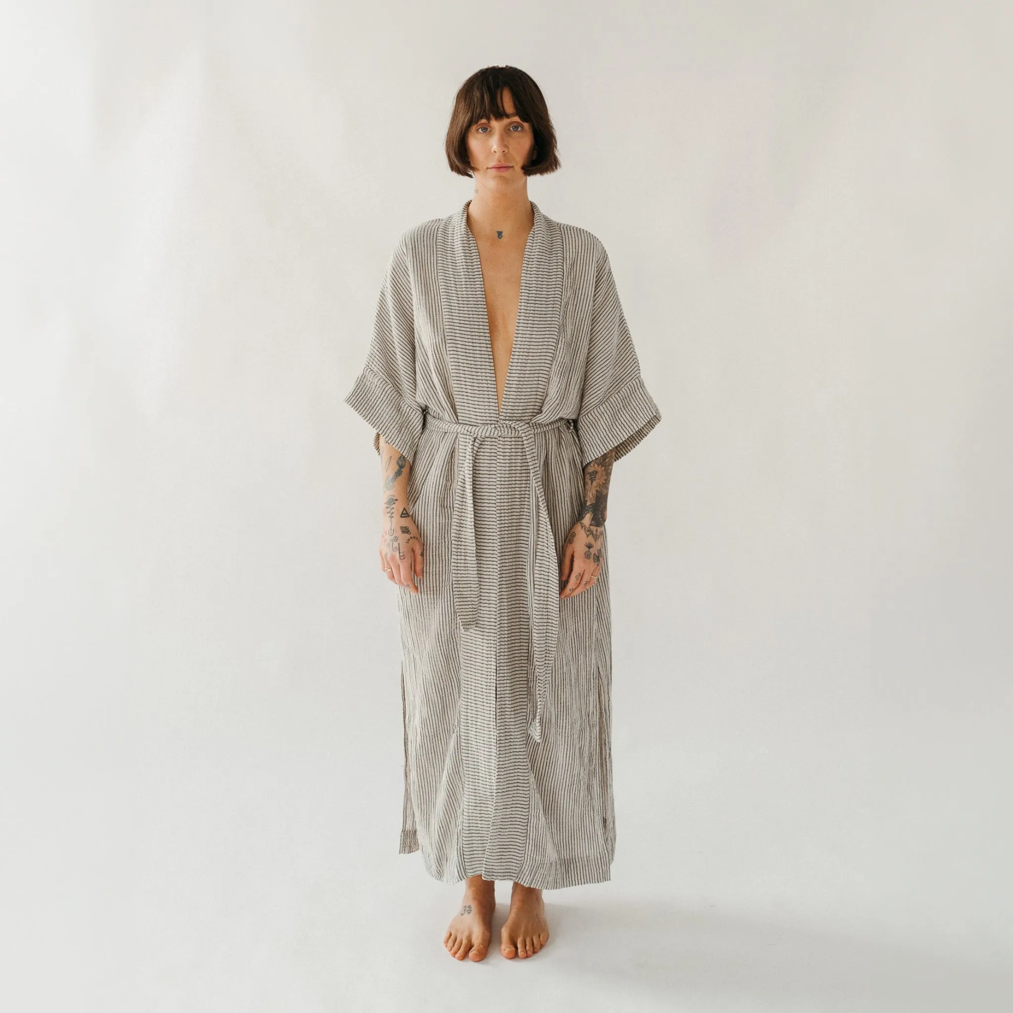 Striped Crinkle Cotton Robe sold by POKOLOKO