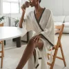 Crinkle Grey Block Print Robe sold by POKOLOKO