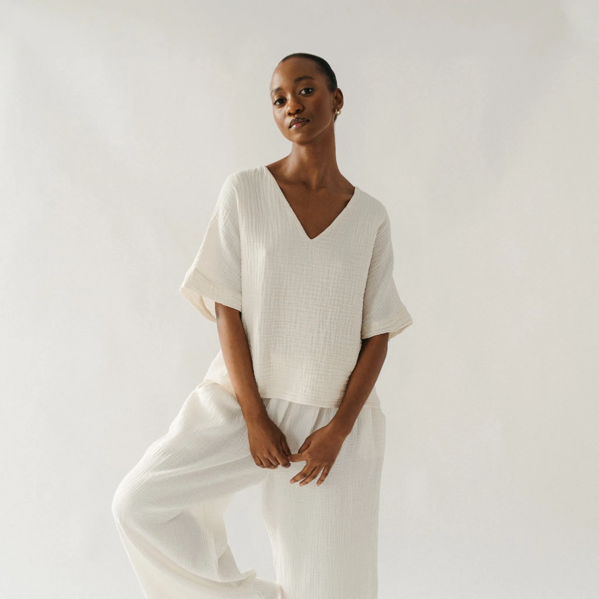 Crinkle V Neck Top sold by POKOLOKO product image thumbnail 4