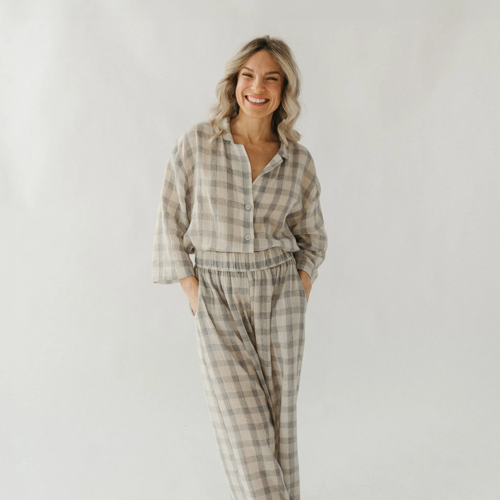 Plaid Shirt Blouse with Buttons sold by POKOLOKO