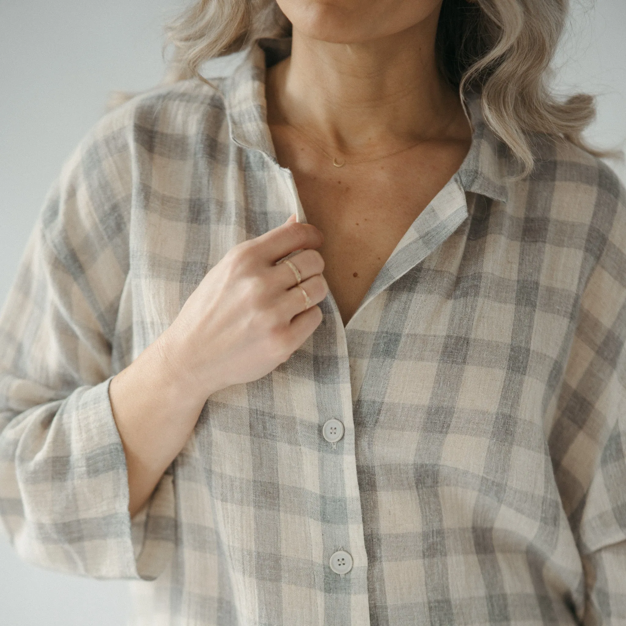 Plaid Shirt Blouse with Buttons sold by POKOLOKO product image thumbnail 3