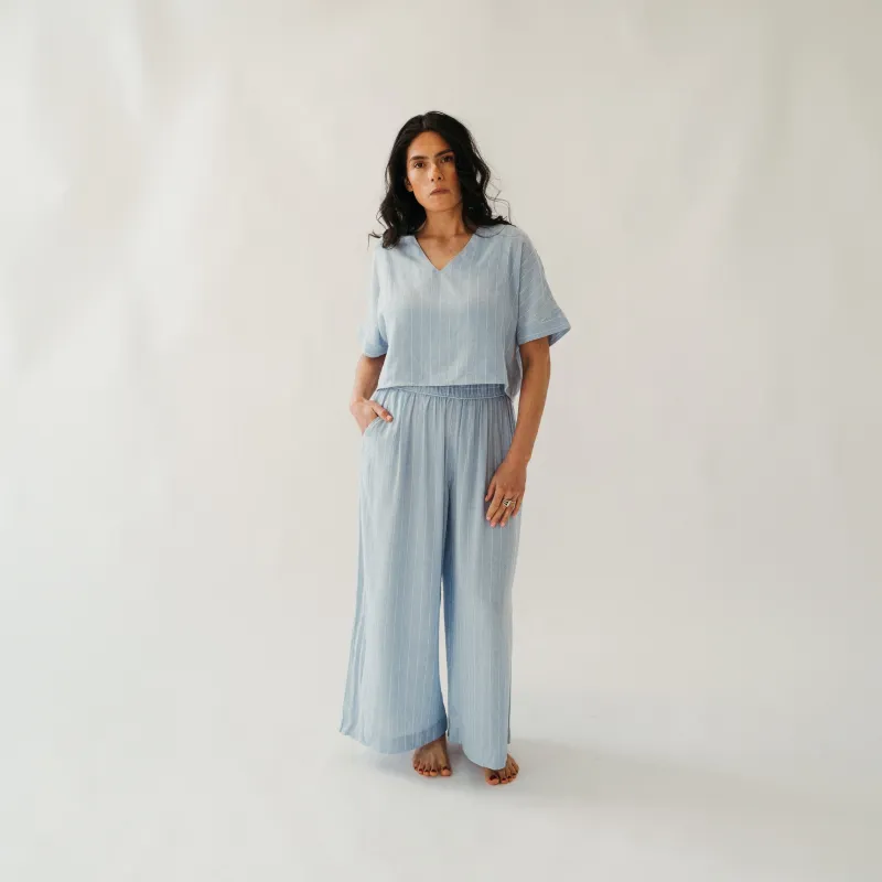 Blue Blend Palazzo Pants sold by POKOLOKO