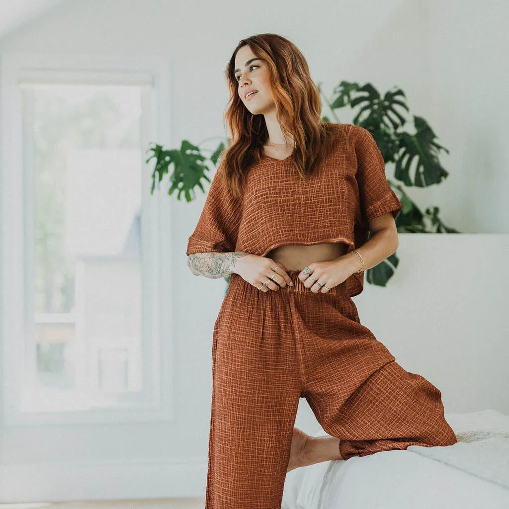 Crinkle Crop Top - Terracotta sold by POKOLOKO product image thumbnail 5