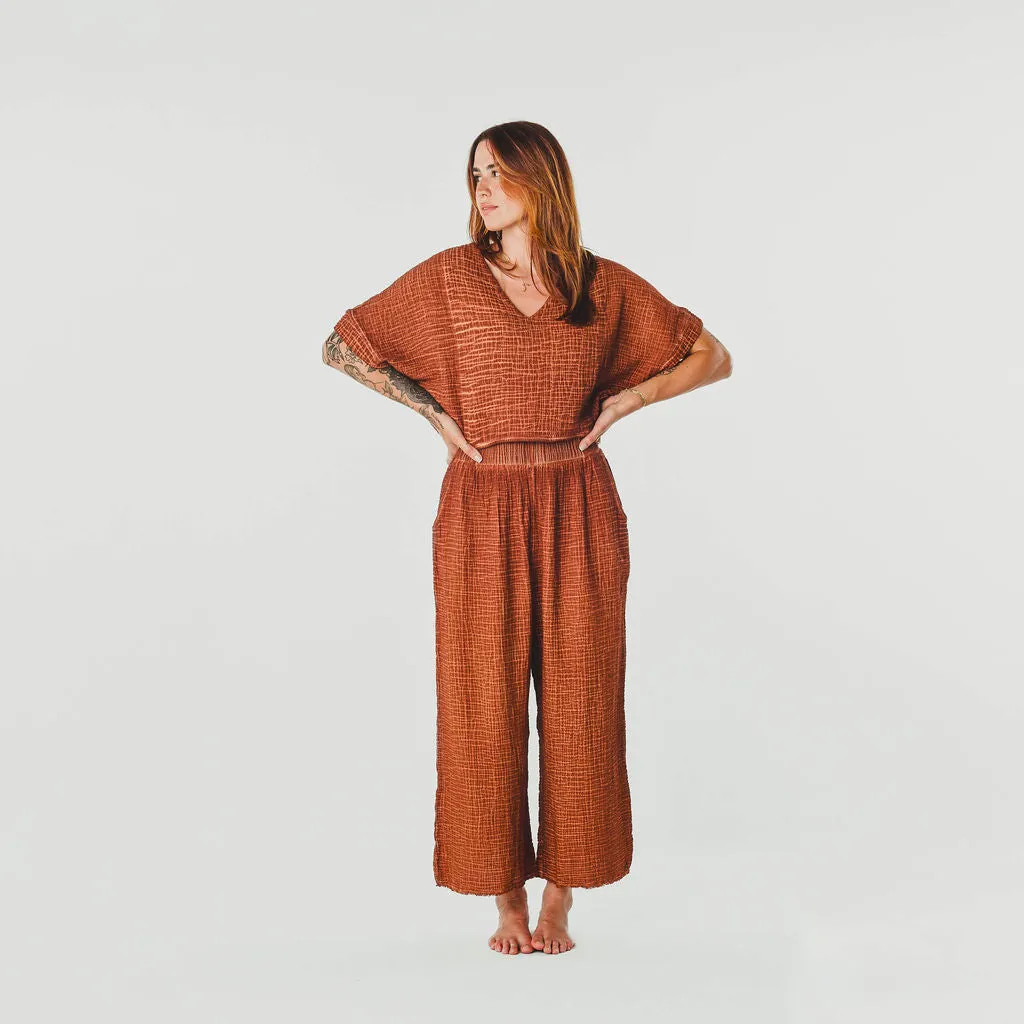 Crinkle Crop Top - Terracotta sold by POKOLOKO