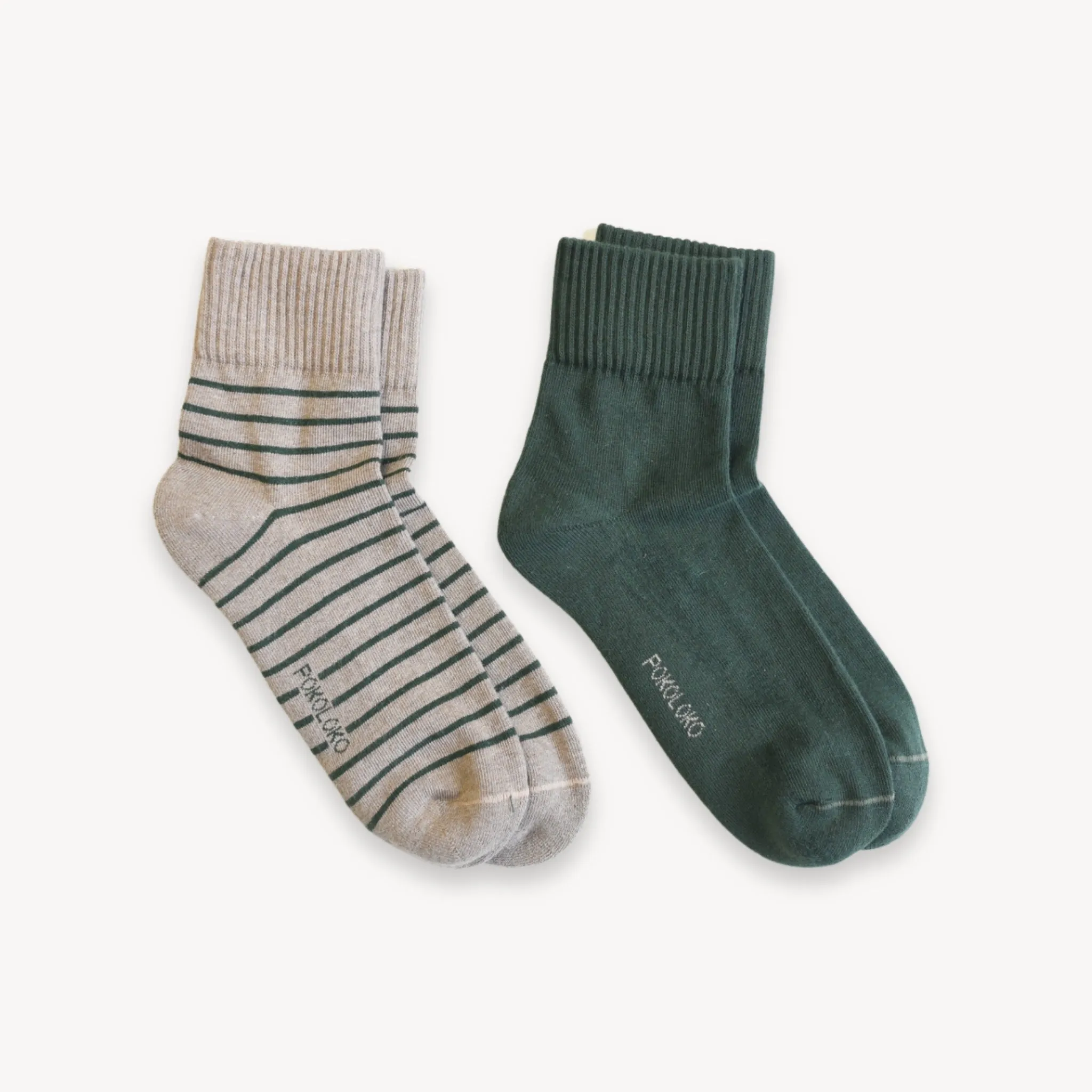 Striped-Solid Pima Socks - Pack of 2 sold by POKOLOKO