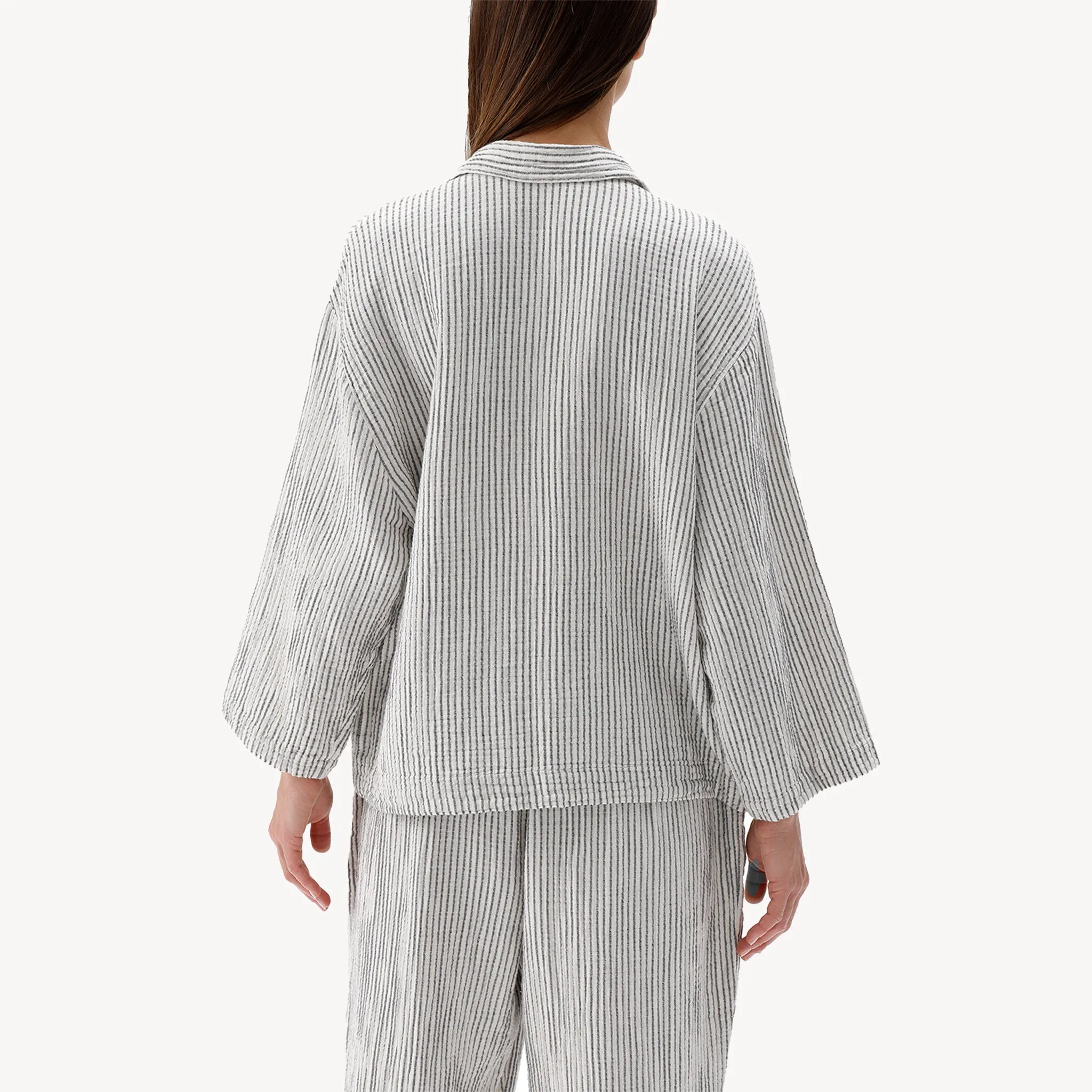 Striped Crinkle Cotton Shirt Blouse sold by POKOLOKO product image thumbnail 4