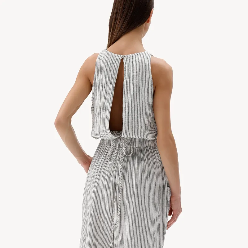 Striped Crinkle Cotton Keyhole Tank Top sold by POKOLOKO