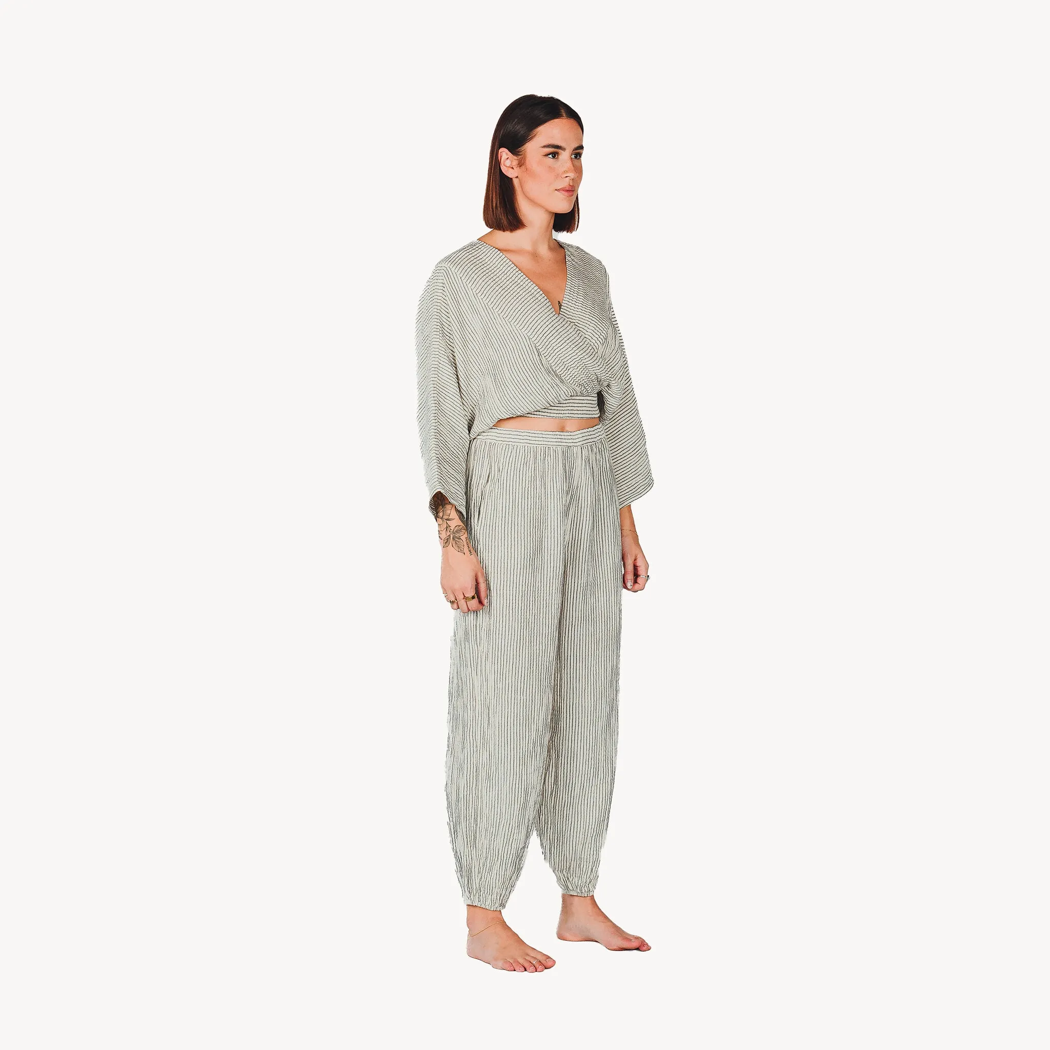 Striped Crinkle Cotton Jogger Pants sold by POKOLOKO product image thumbnail 5