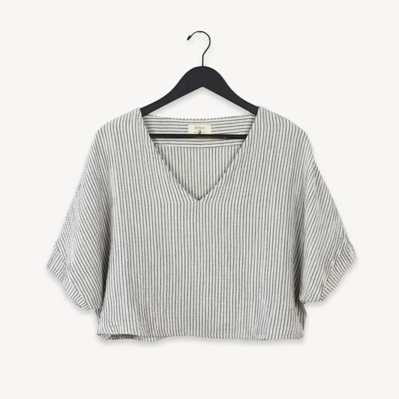 Striped Crinkle Cotton Crop Top sold by POKOLOKO