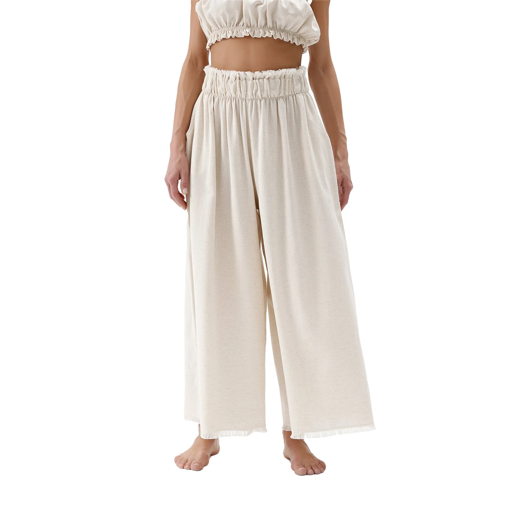 Linen-Cotton Palazzo Pants sold by POKOLOKO